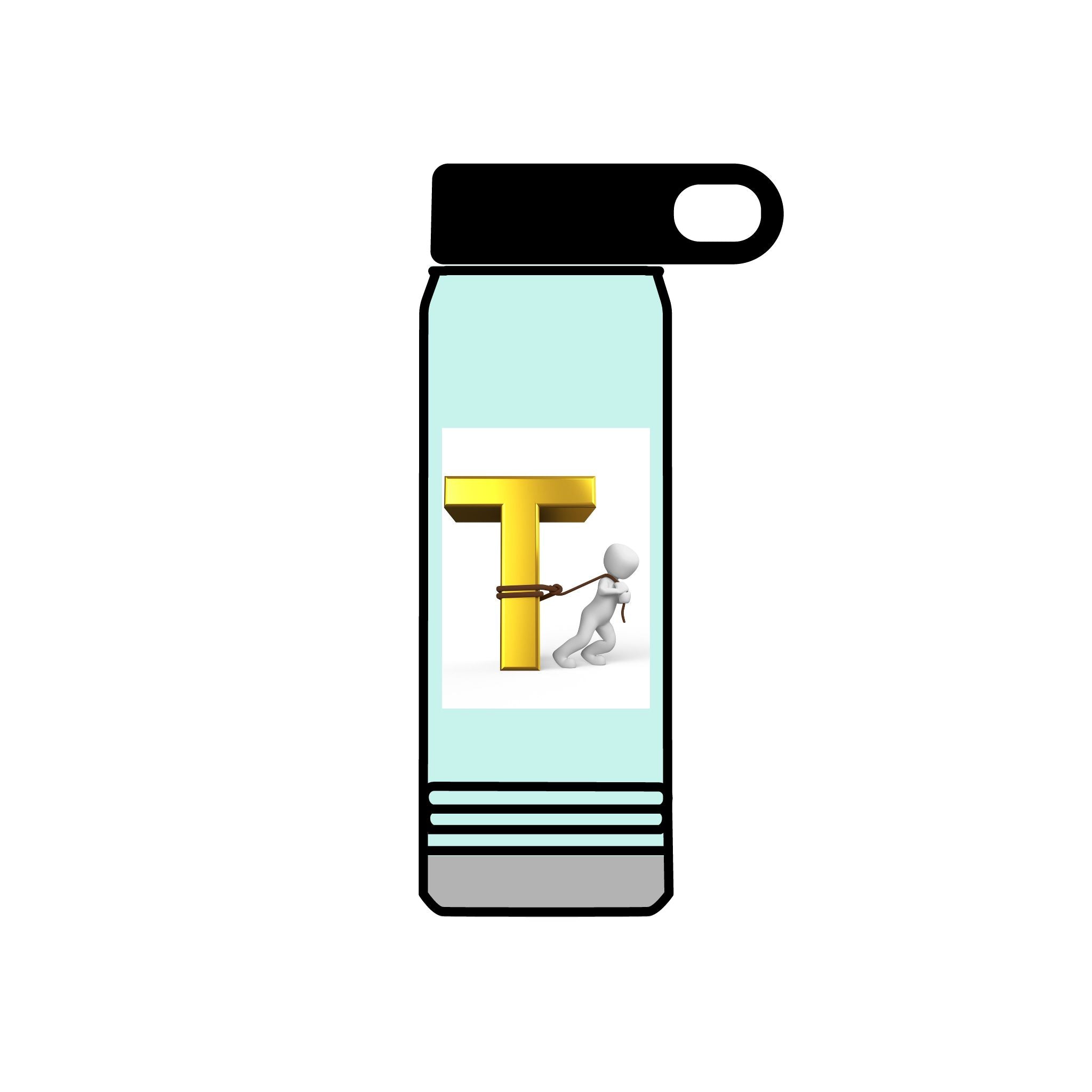 3D Gold Letter T with Figure Water Bottle | 20oz