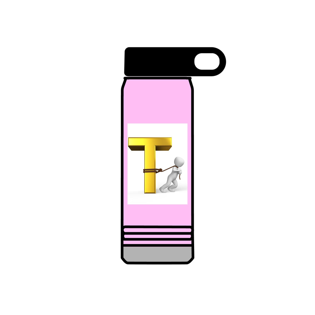 3D Gold Letter T with Figure Water Bottle | 20oz