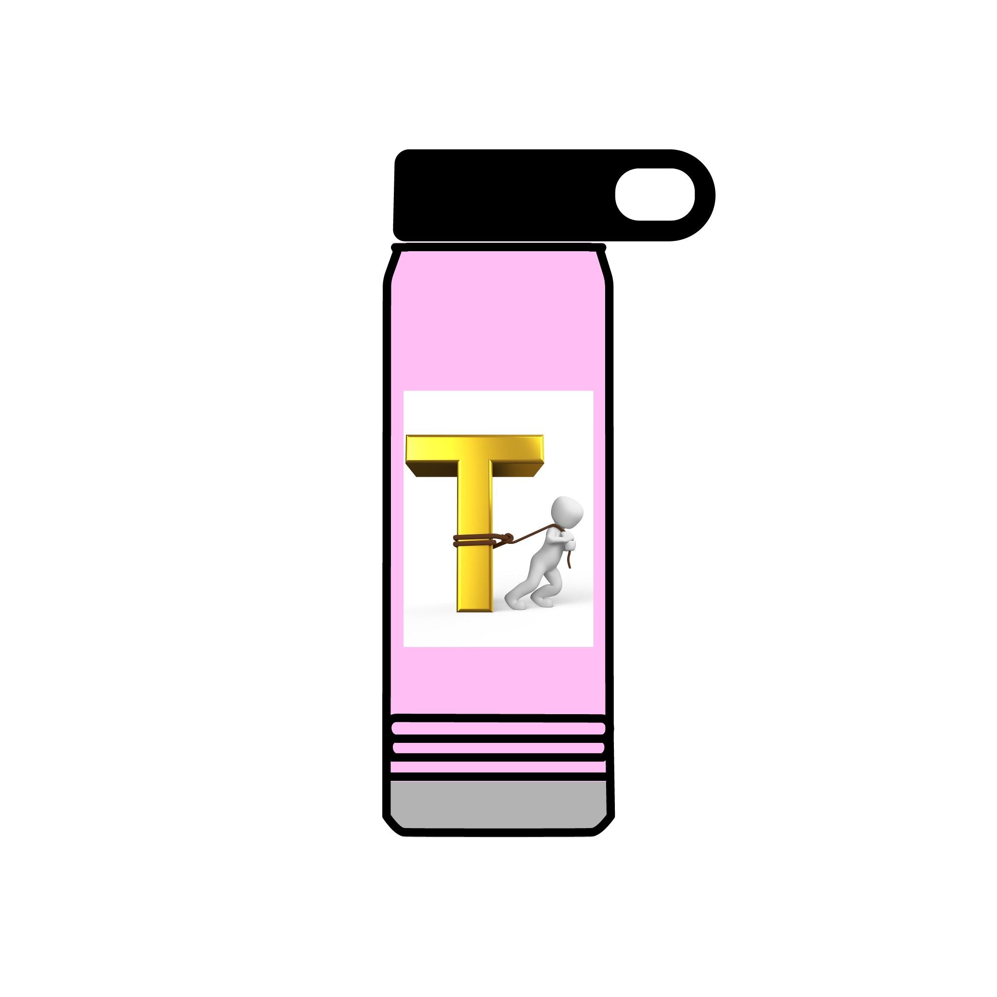 3D Gold Letter T with Figure Water Bottle | 20oz