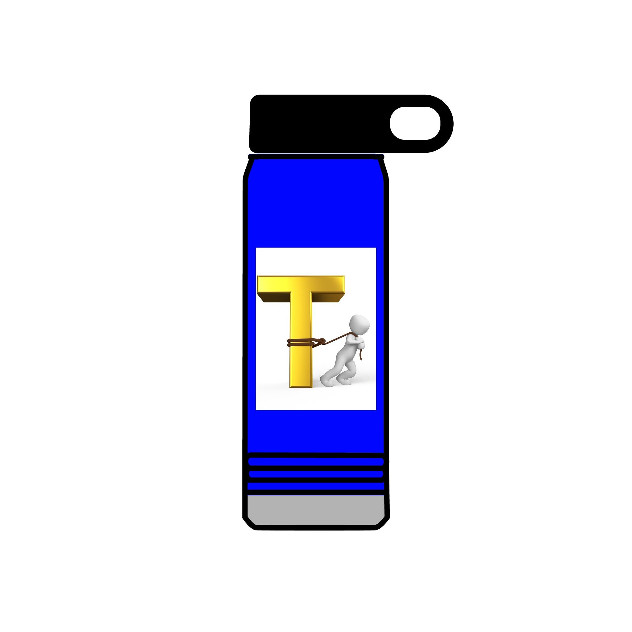 3D Gold Letter T with Figure Water Bottle | 20oz
