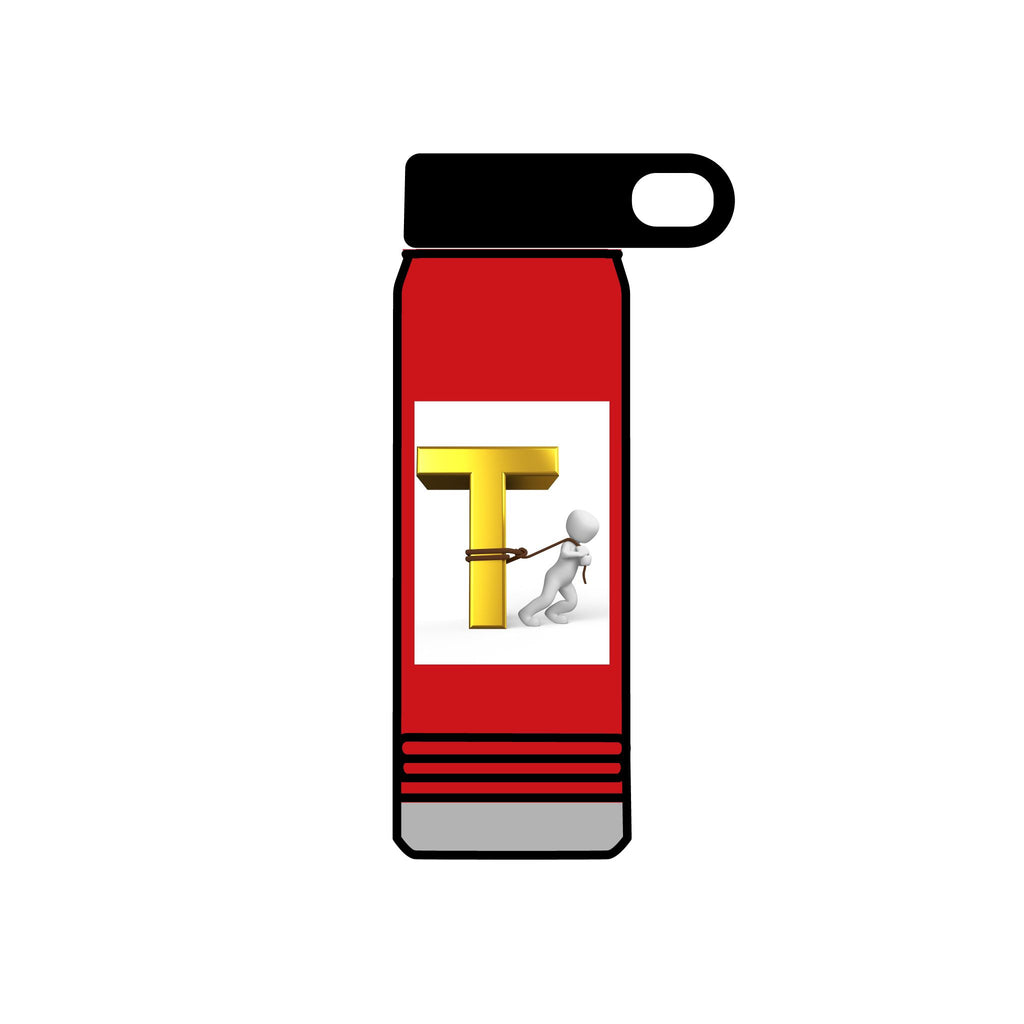 3D Gold Letter T with Figure Water Bottle | 20oz