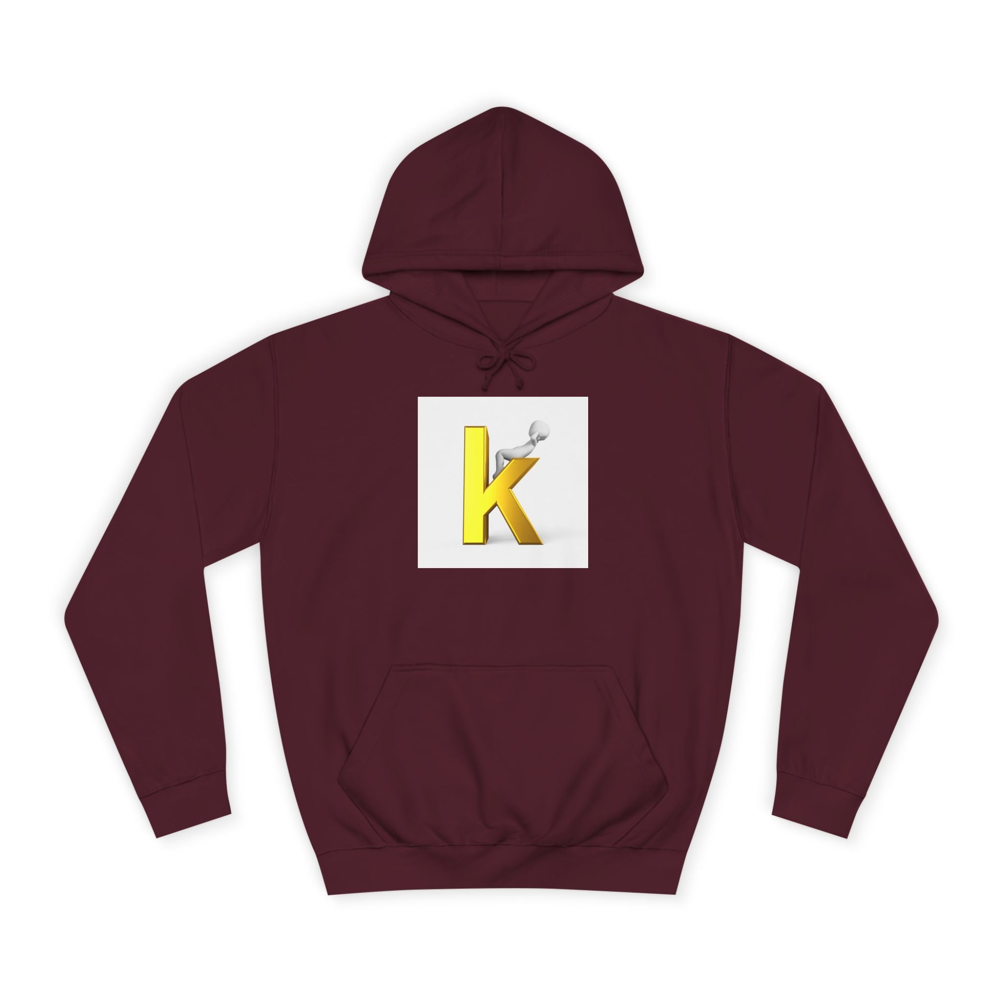 Gold 3D Letter K Hoodie | Monogram Initial K Sweatshirt