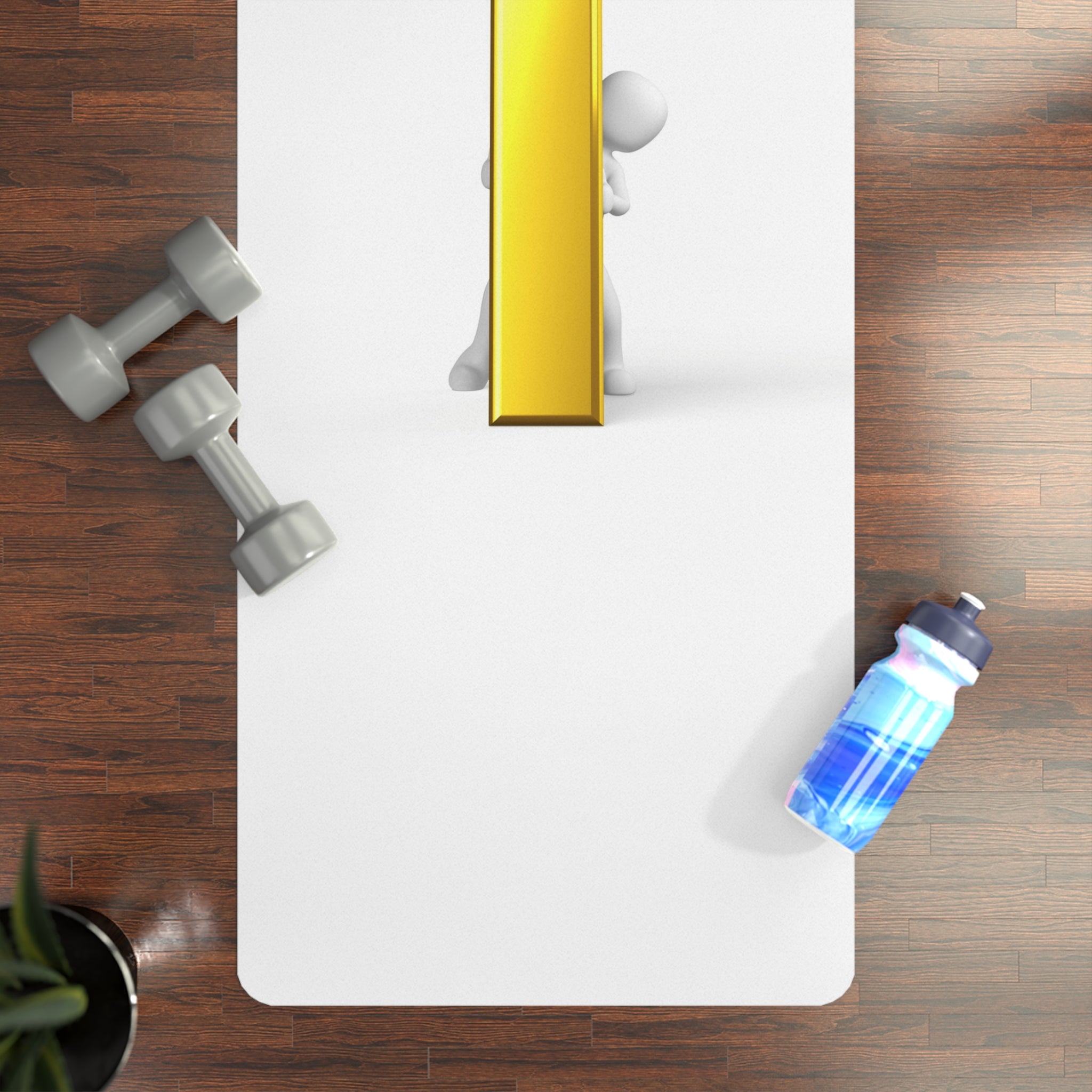 Minimal 3D Character with Gold Letter i Rubber Yoga Mat | Modern Abstract Print