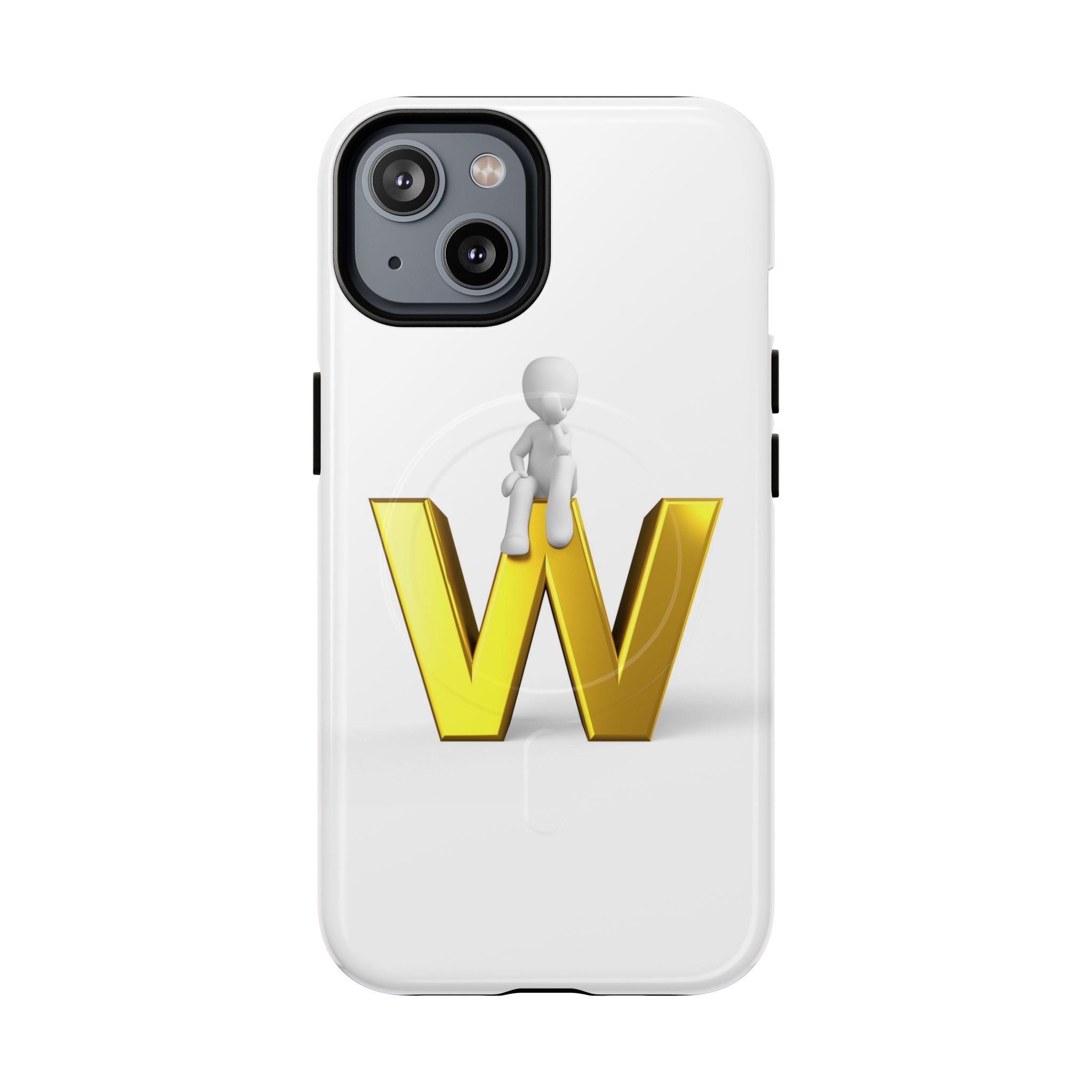 Coque de téléphone magnétique robuste avec figurine 3D sur fond doré