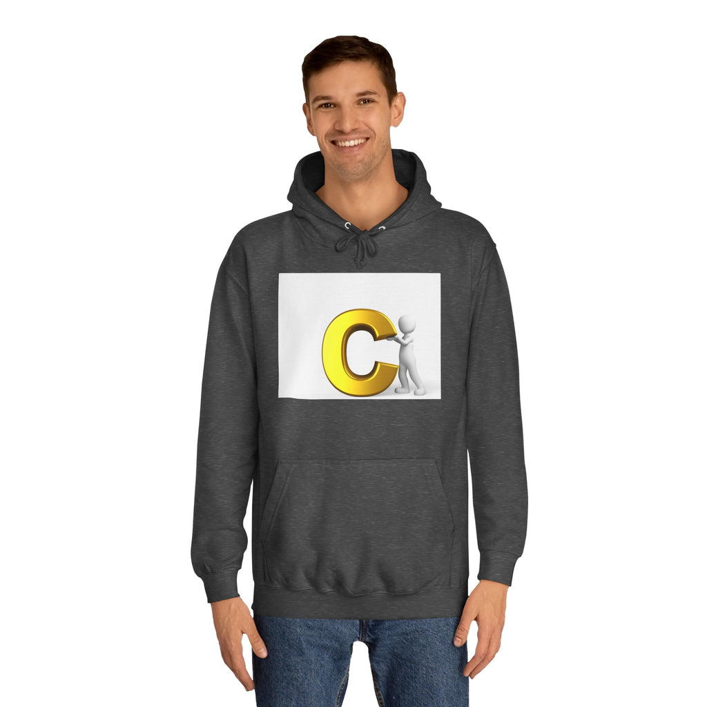 3D Yellow Letter C with Character Hoodie | Initial Monogram Sweatshirt
