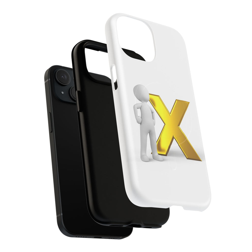 Gold X with 3D Figure iPhone Case | Tough Magnetic Case