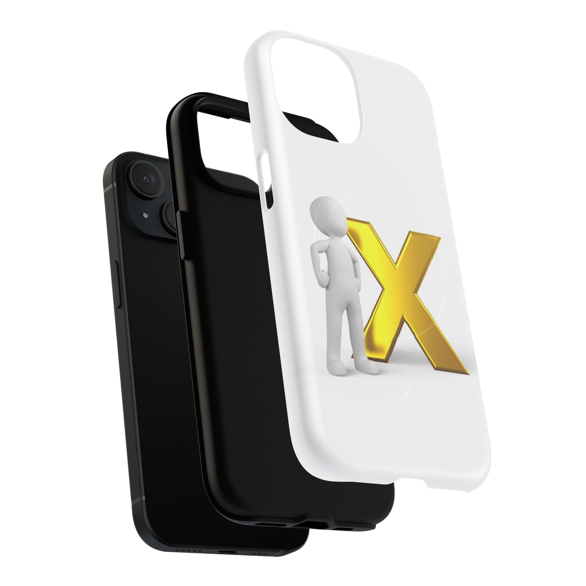 Gold X with 3D Figure iPhone Case | Tough Magnetic Case