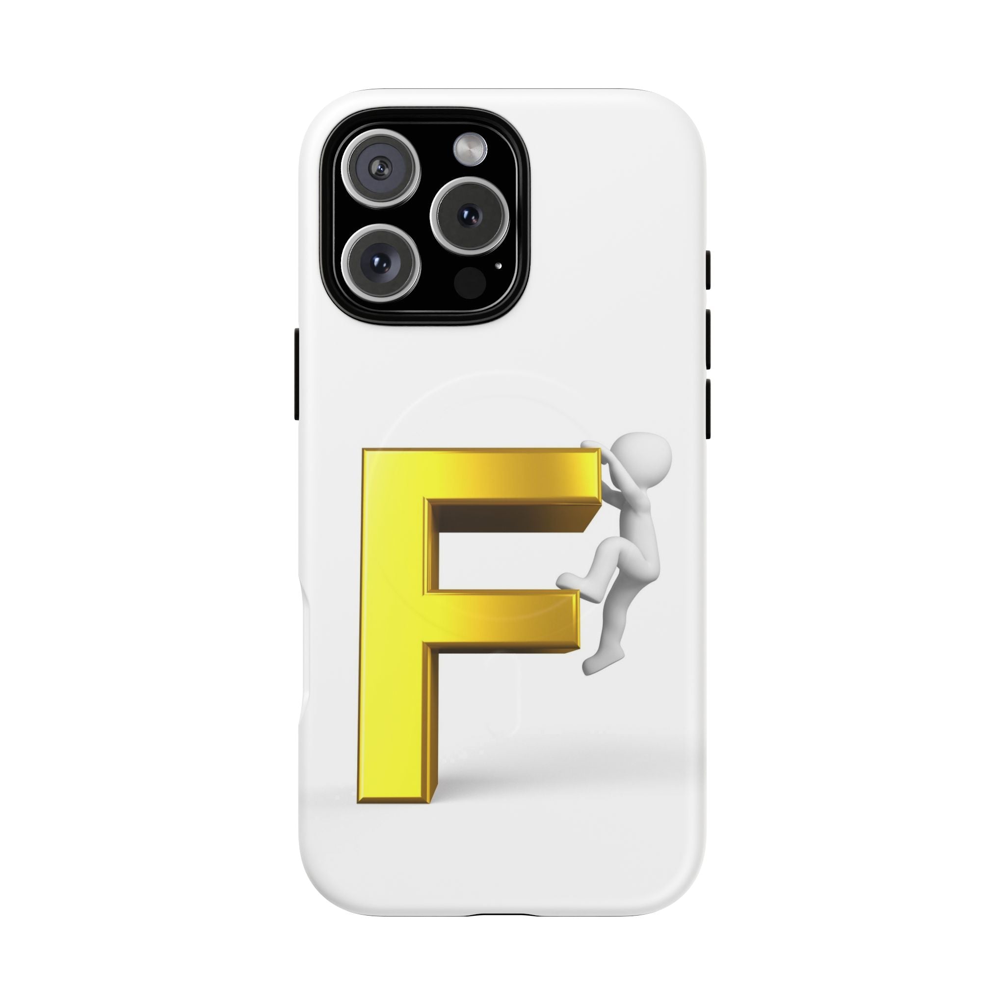 3D Gold Letter F Climber Phone Case | Magnetic Tough Case