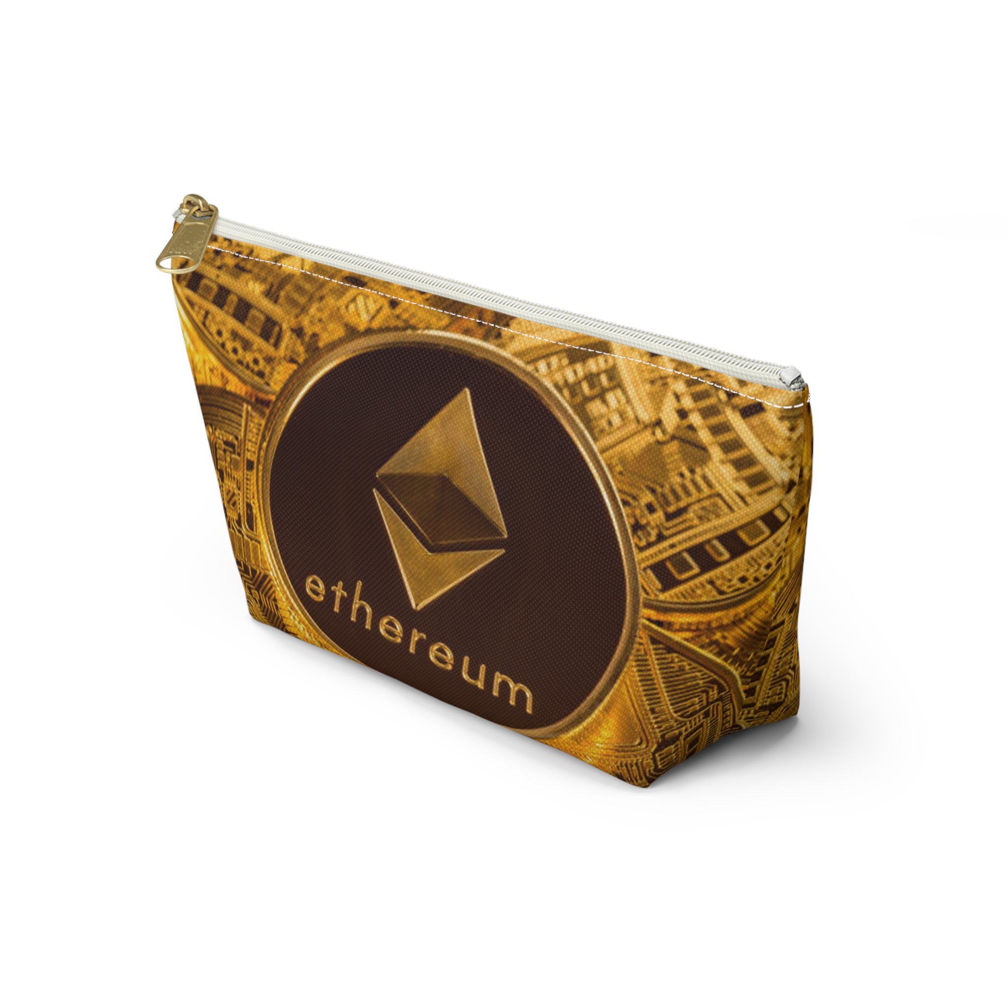 Ethereum Coin Accessory Pouch | Crypto Makeup Bag, T-Bottom Zipper Pouch