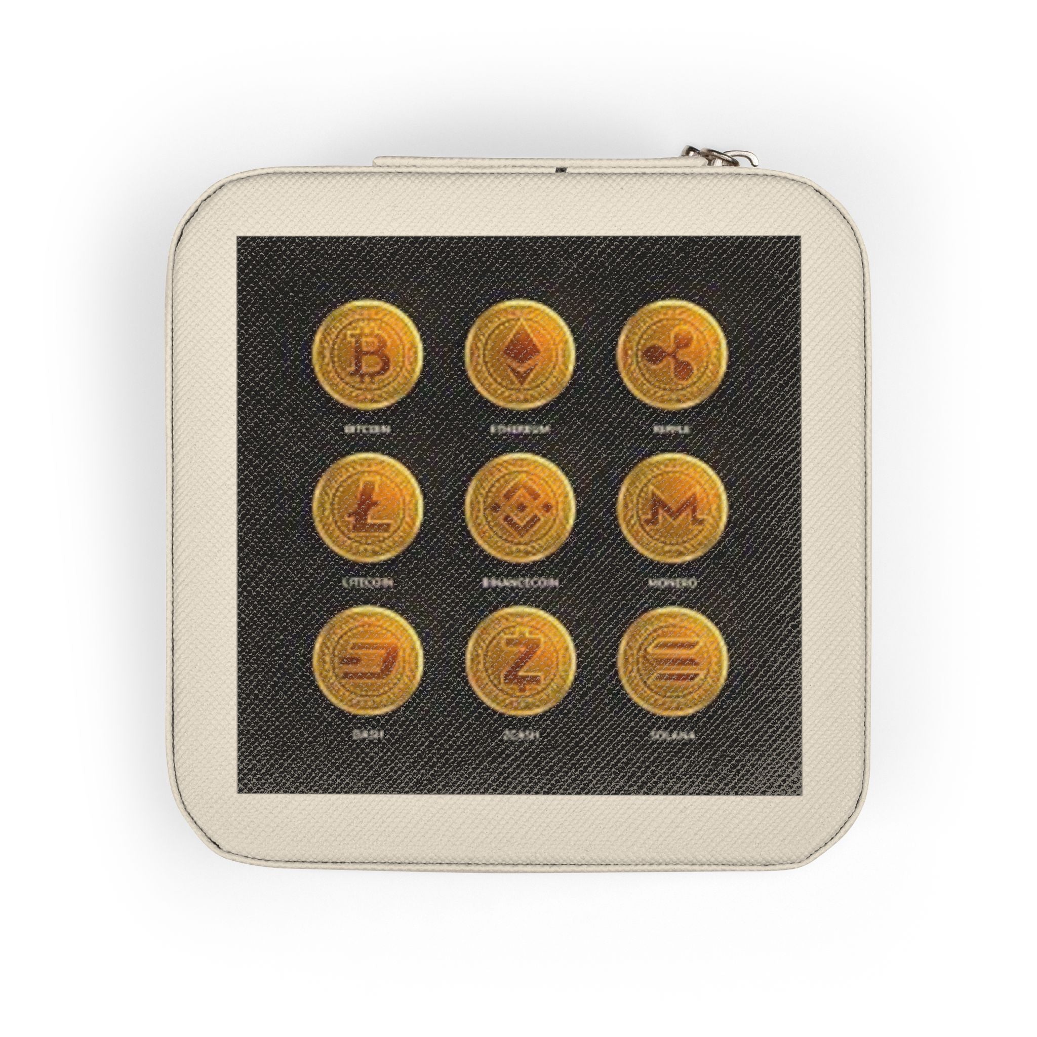Crypto Currency Coins Jewelry Travel Case | Compact Organizer for Rings Earrings Necklaces
