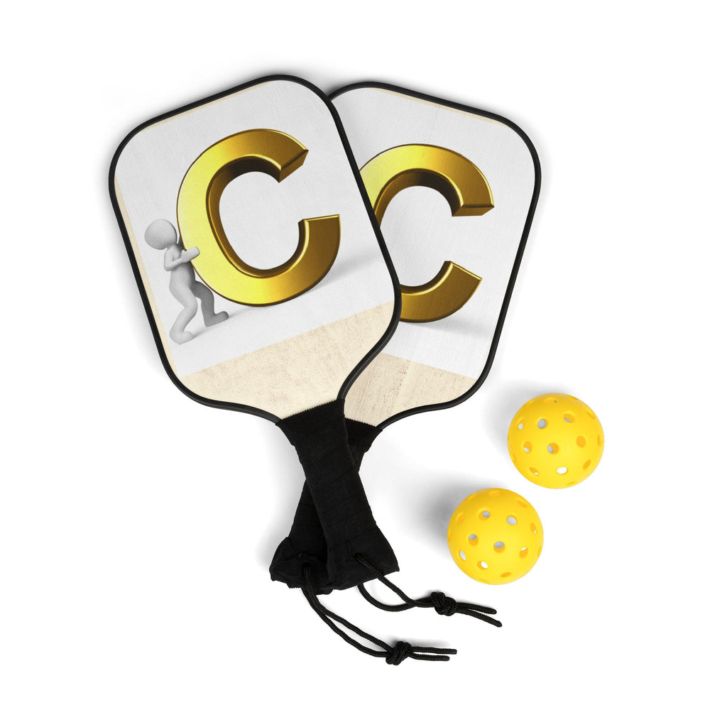 Gold Letter C Pickleball Paddle Kit | Pickleball Kit, Paddle and Balls
