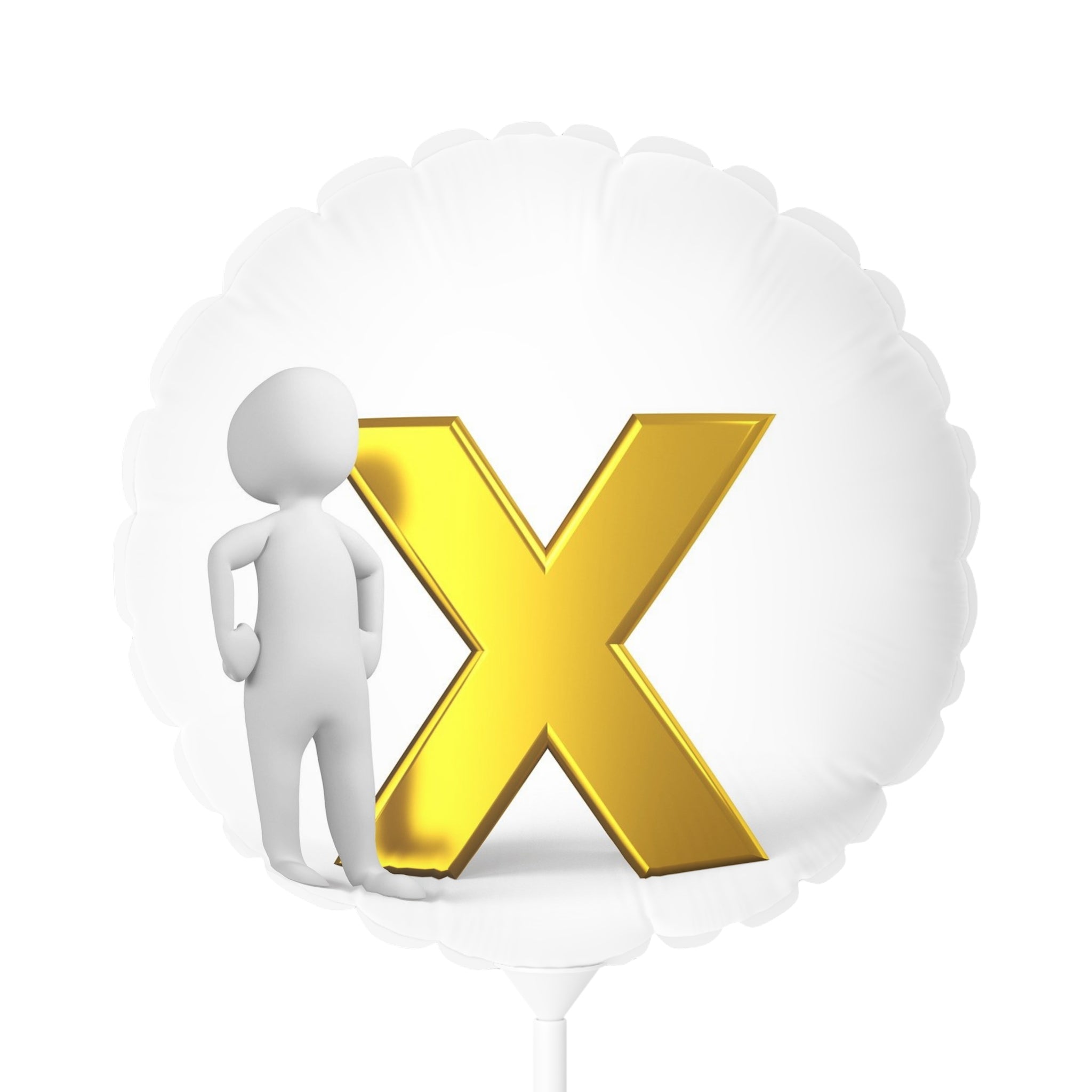 Gold Letter X Balloon Round or Heart 11"
