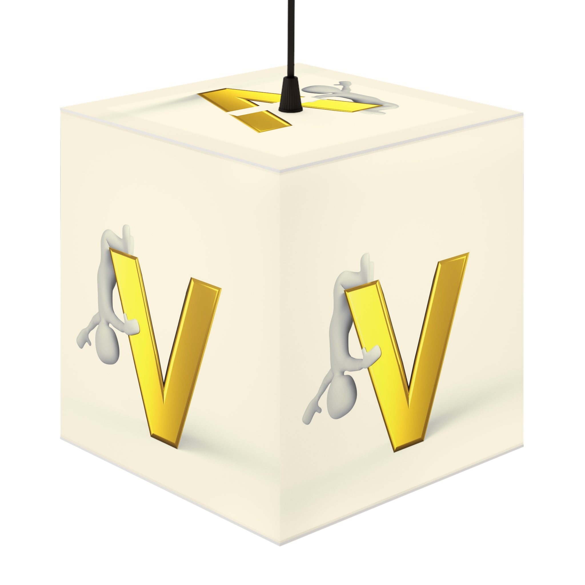 Gold Letter V Light Cube Lamp | Initial Monogram Hanging Lamp