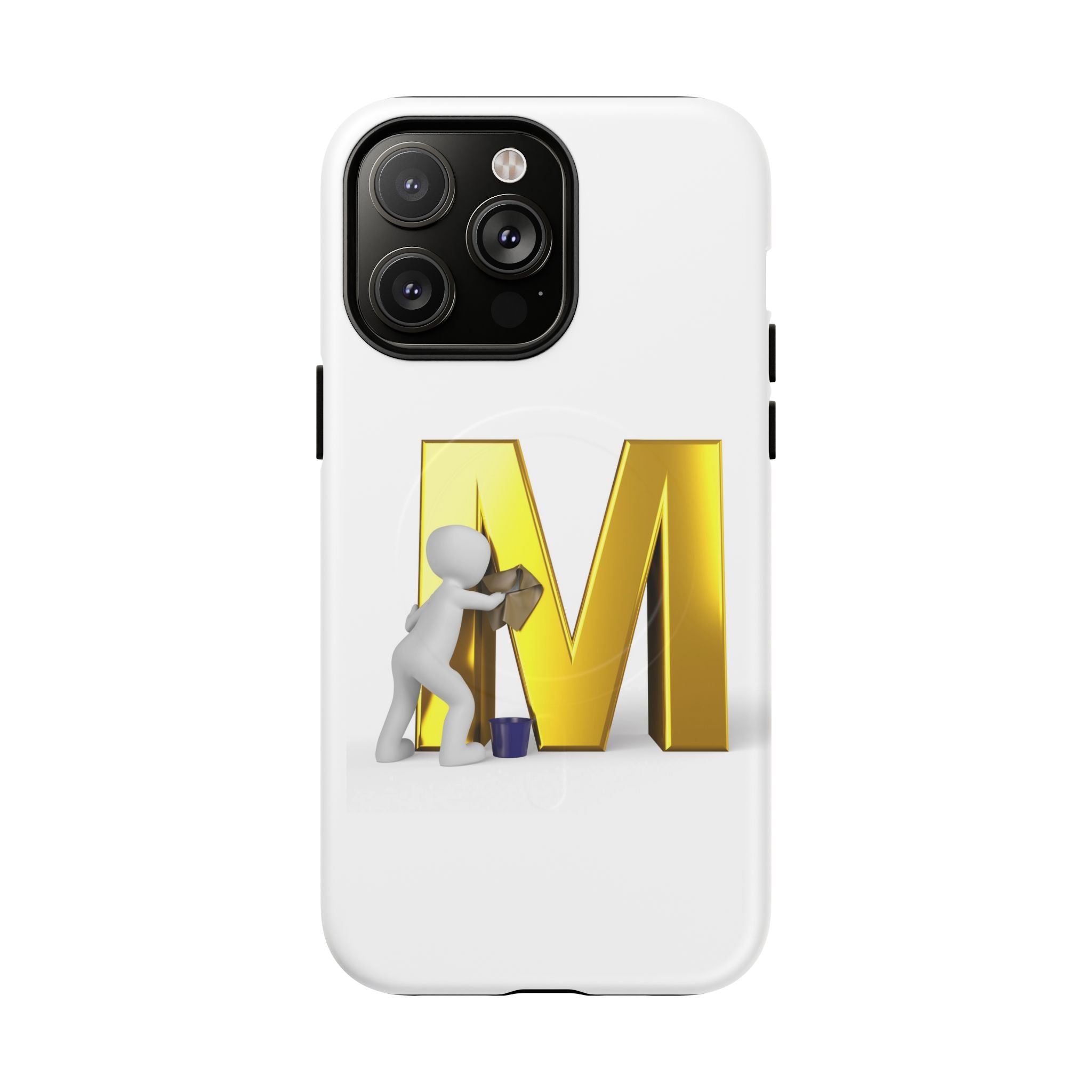 Coque de téléphone aimantée et robuste avec lettre M dorée | Coque magnétique résistante