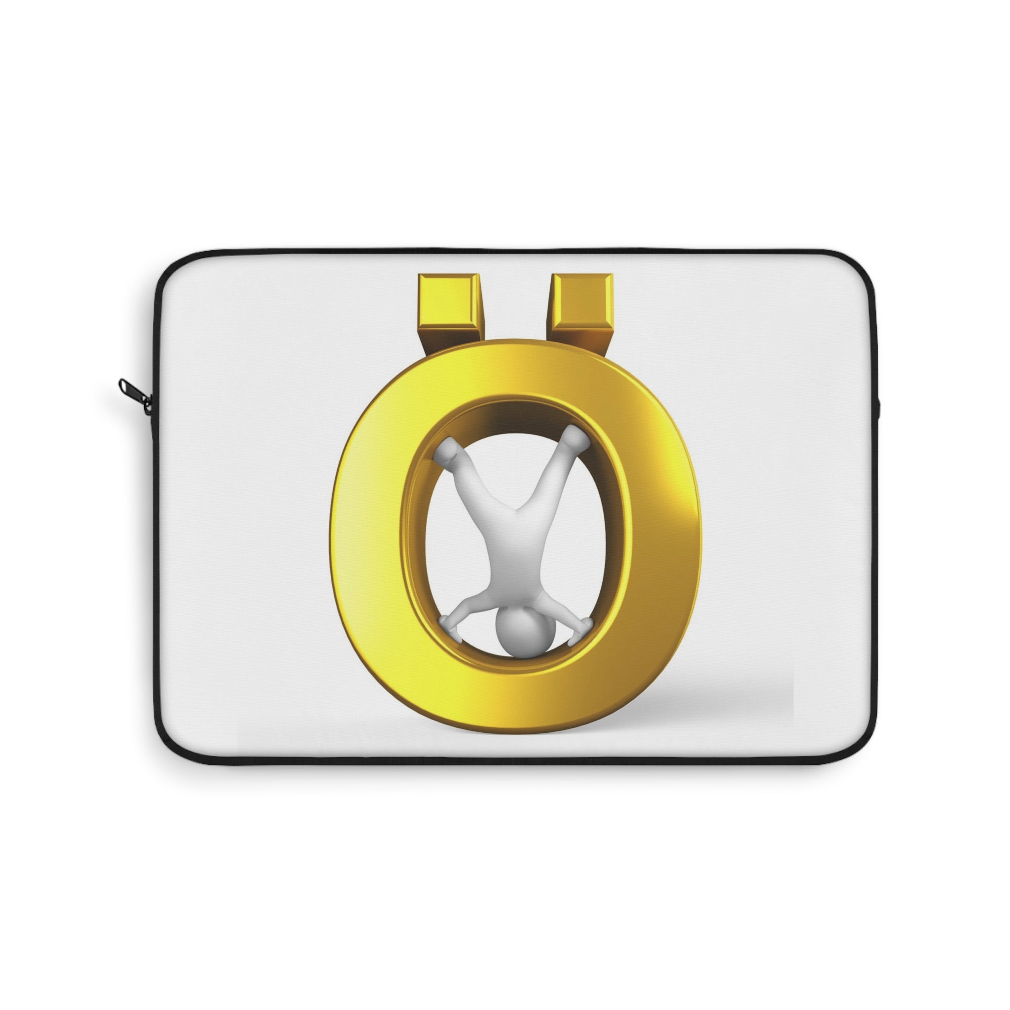 Golden Letter Ö with 3D Figure Laptop Sleeve | Minimal Tech Accessory