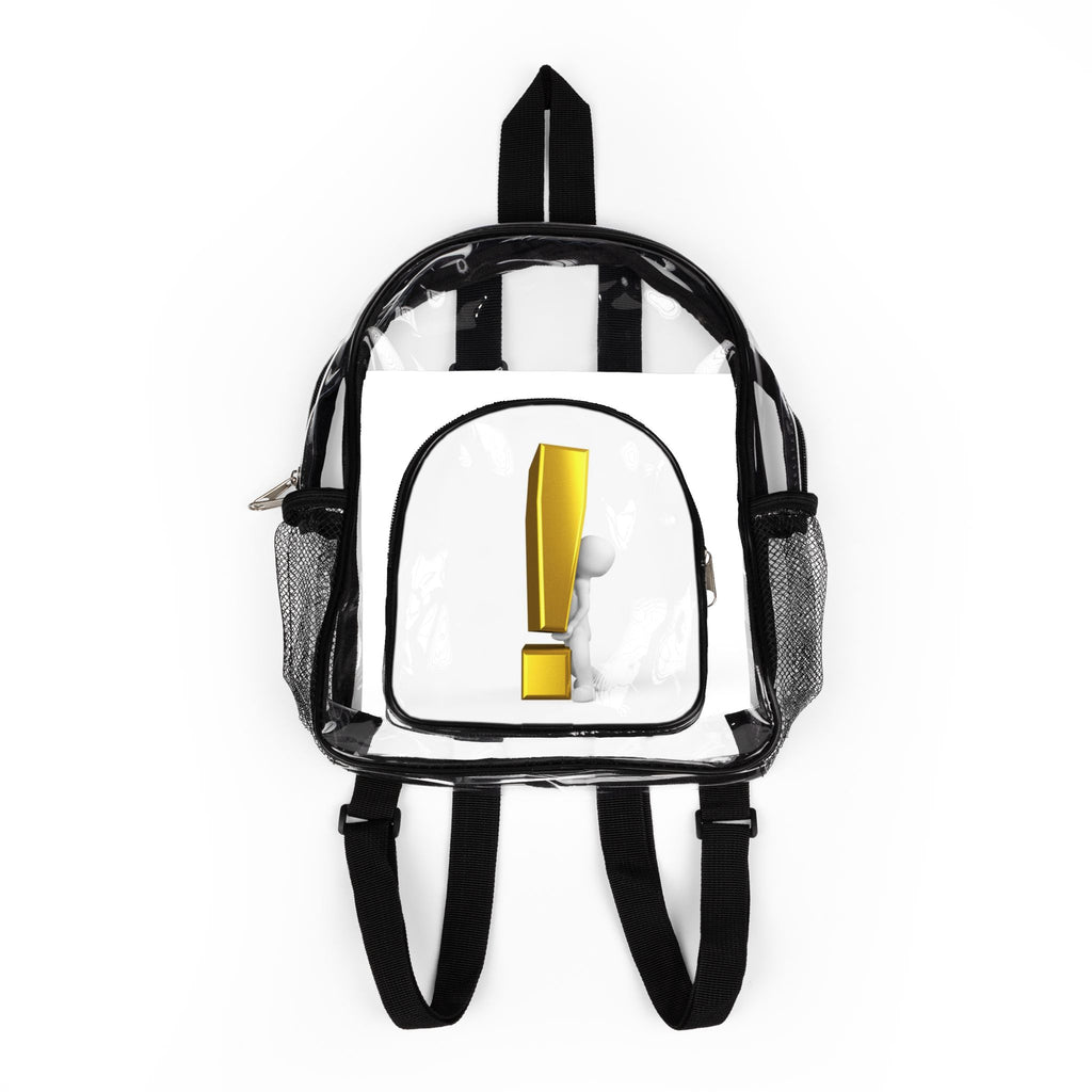 Gold Exclamation Mark Clear Stadium Backpack | Clear Bag, Mesh Pockets