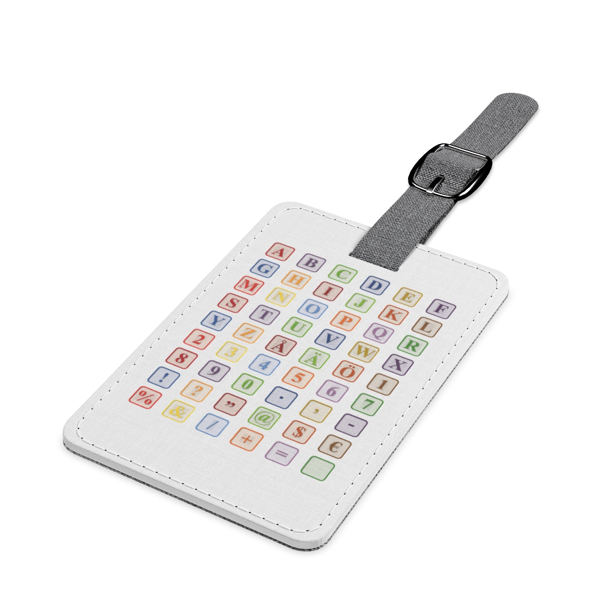 Watercolor Alphabet Grid Luggage Tag, Rectangle