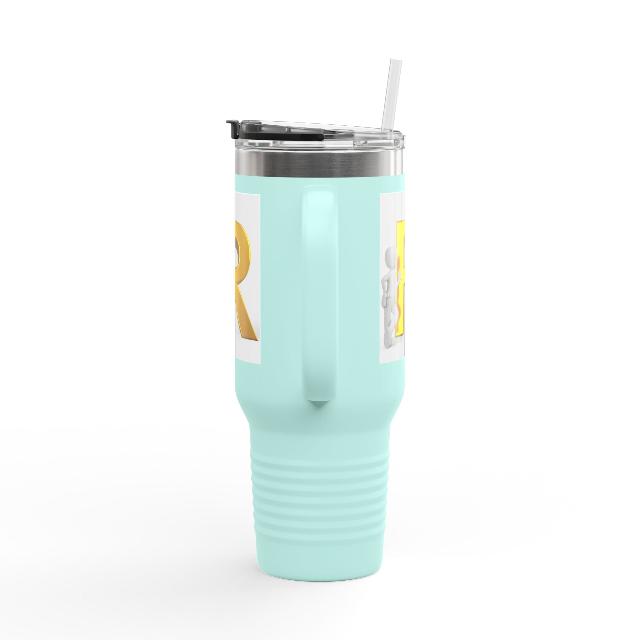 Gold 3D Letter R Initial Insulated Travel Mug | 40oz