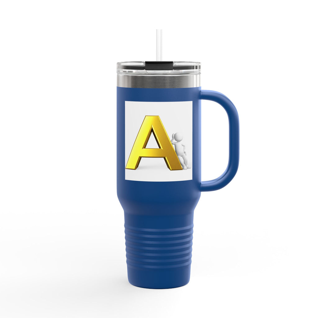Yellow 3D Letter A Initial Travel Mug | 40oz Insulated Tumbler