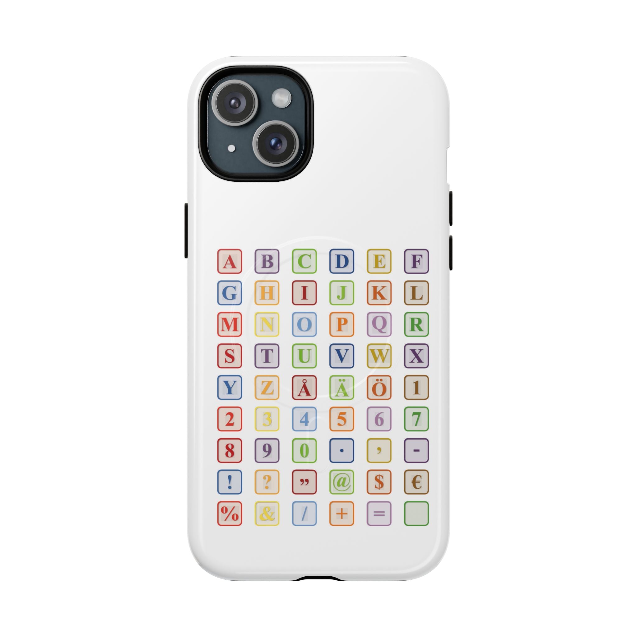 Coque de téléphone Alphabet Blocks | Coque magnétique résistante, grille de lettres colorées