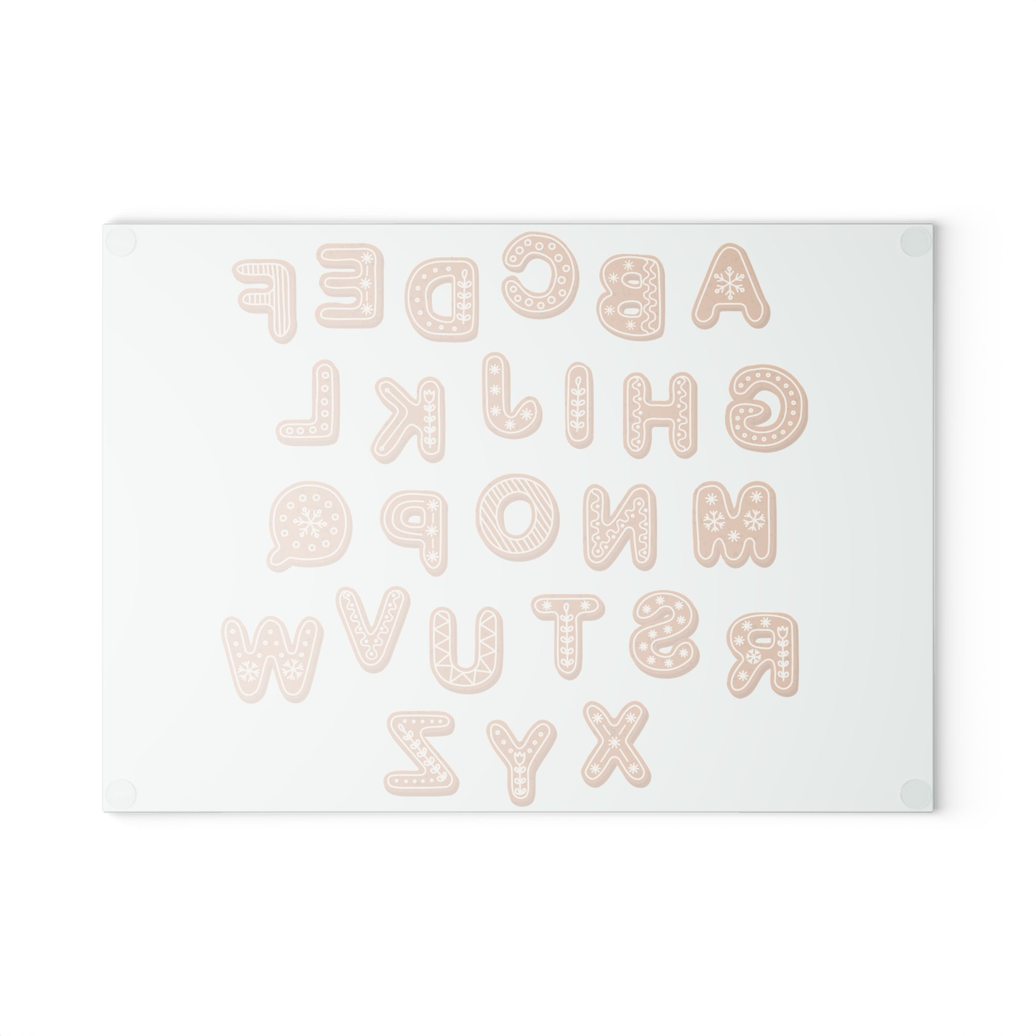 Gingerbread Alphabet Glass Cutting Board | Cookie Letter Kitchen Decor