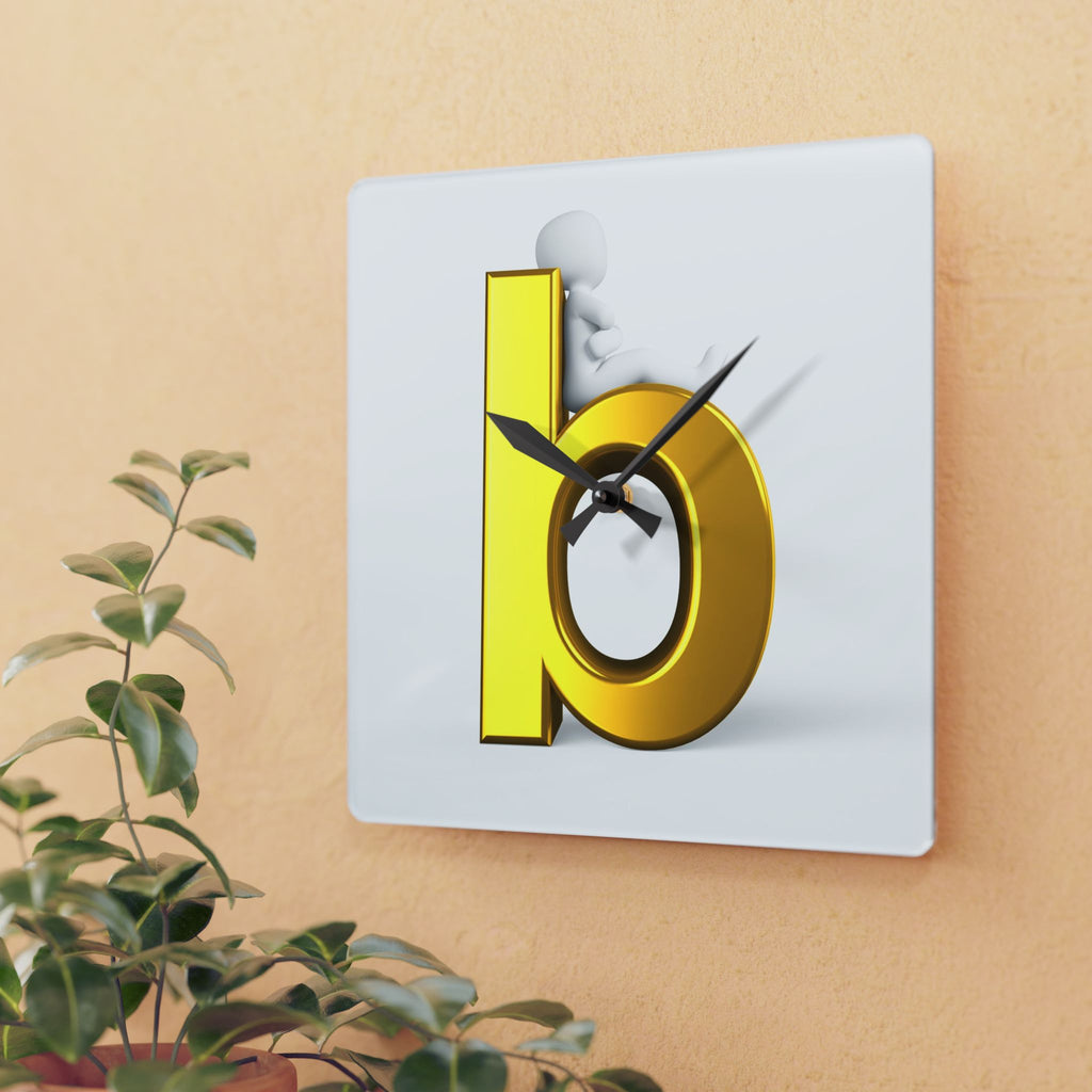 Gold Letter b Wall Clock Acrylic Wall Clock | Minimal Typographic Home Decor