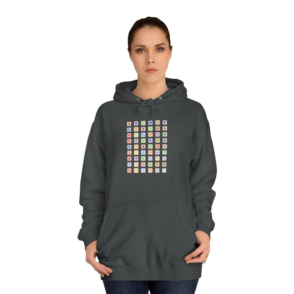 Alphabet Blocks Hoodie | Colorful Letter Grid, Back & Front Print