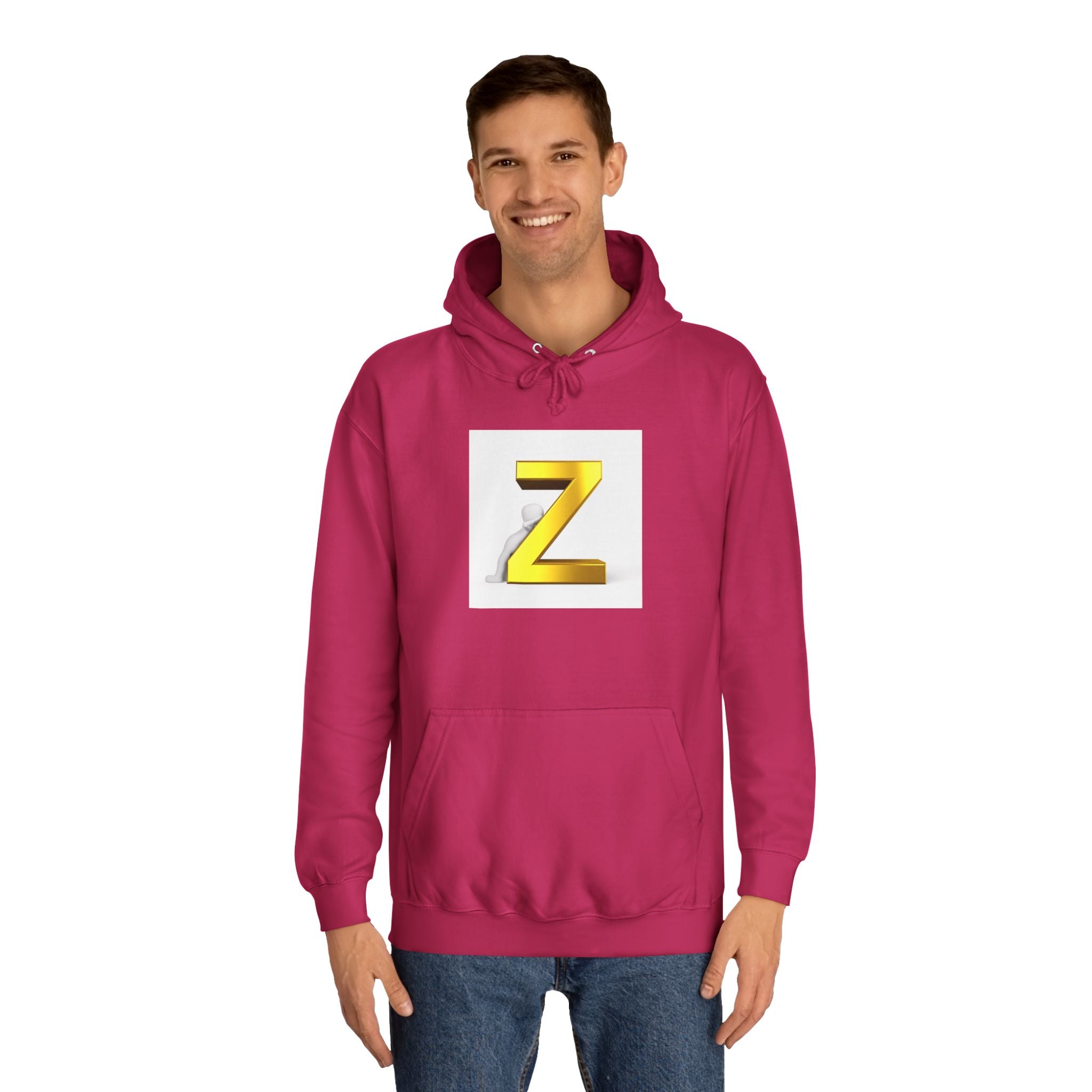 Gold 3D Letter Z Hoodie | Monogram Initial Sweatshirt