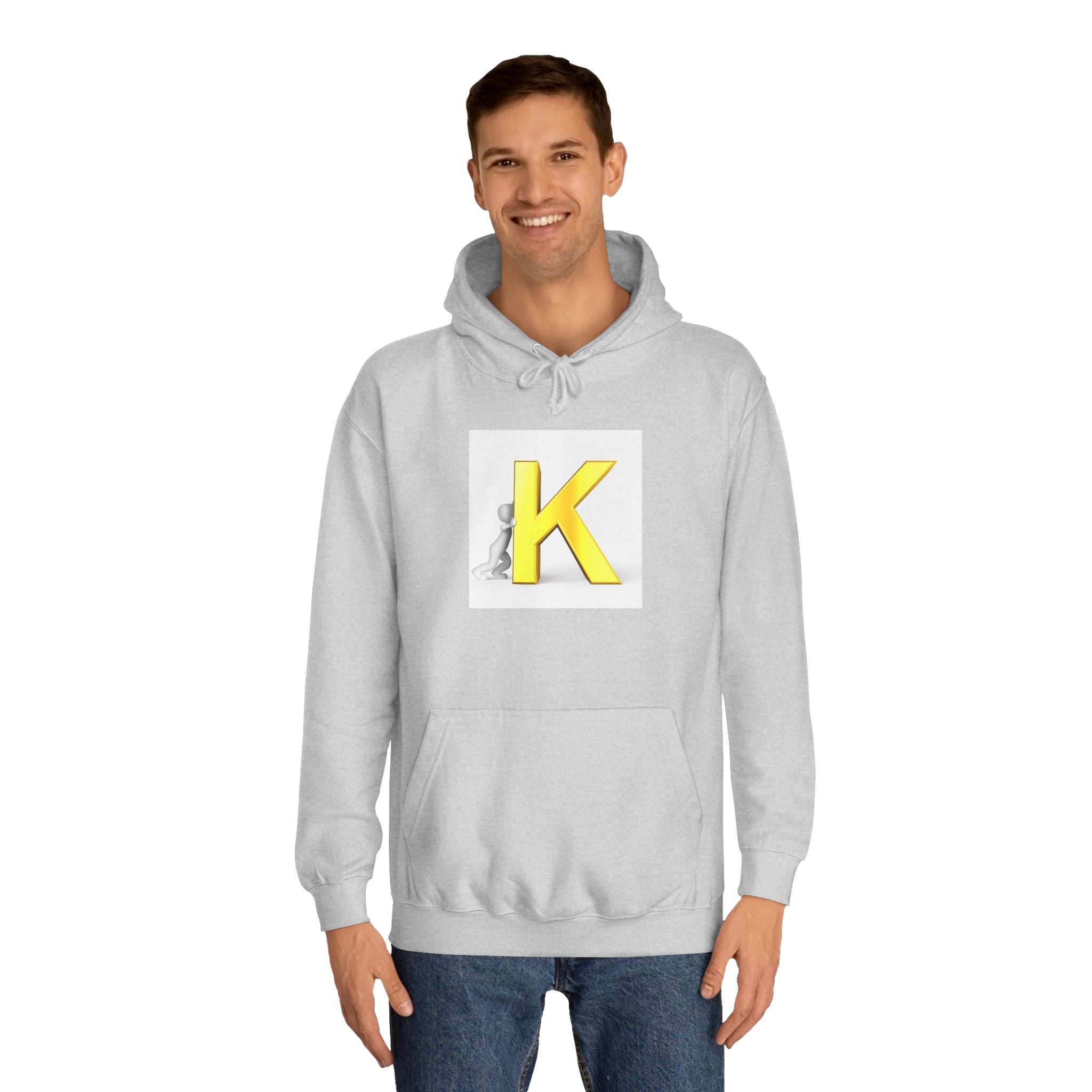 Yellow 3D Letter K hoodie | Initial Monogram, Alphabet Graphic