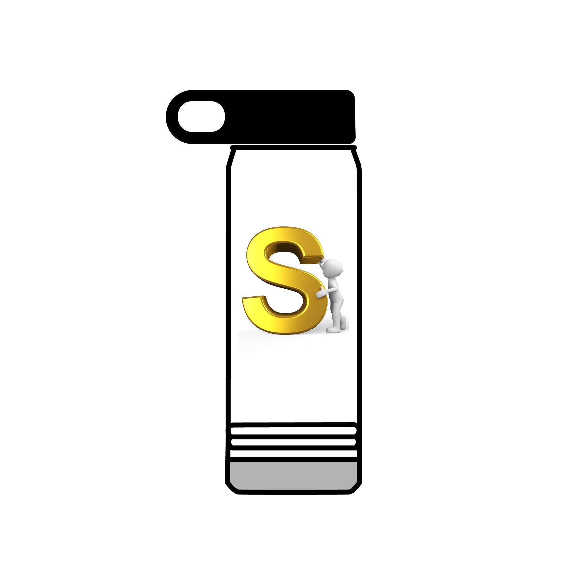 Bouteille d'eau monogramme lettre S dorée | 590 ml