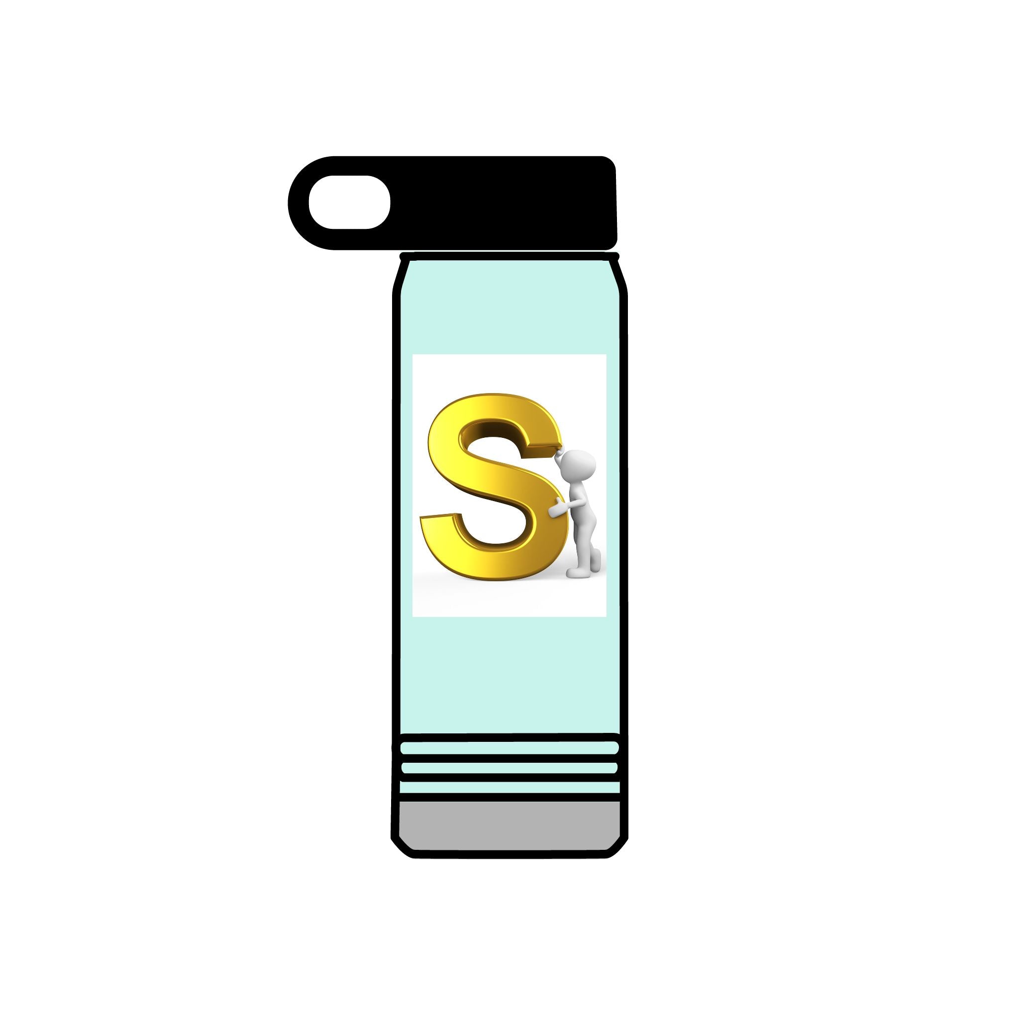 Bouteille d'eau monogramme lettre S dorée | 590 ml