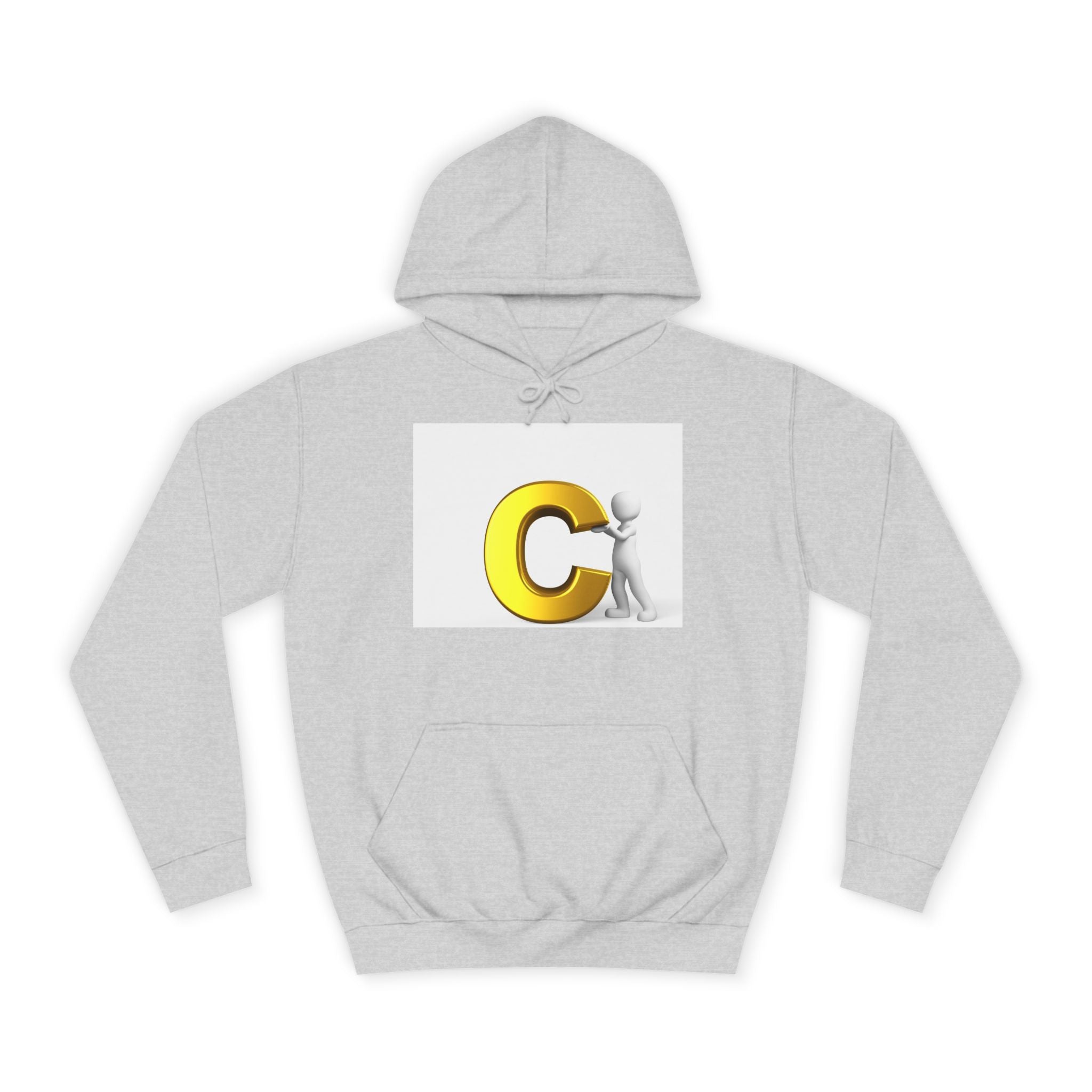 Sweat à capuche jaune 3D lettre C avec personnage | Sweat-shirt monogramme initial