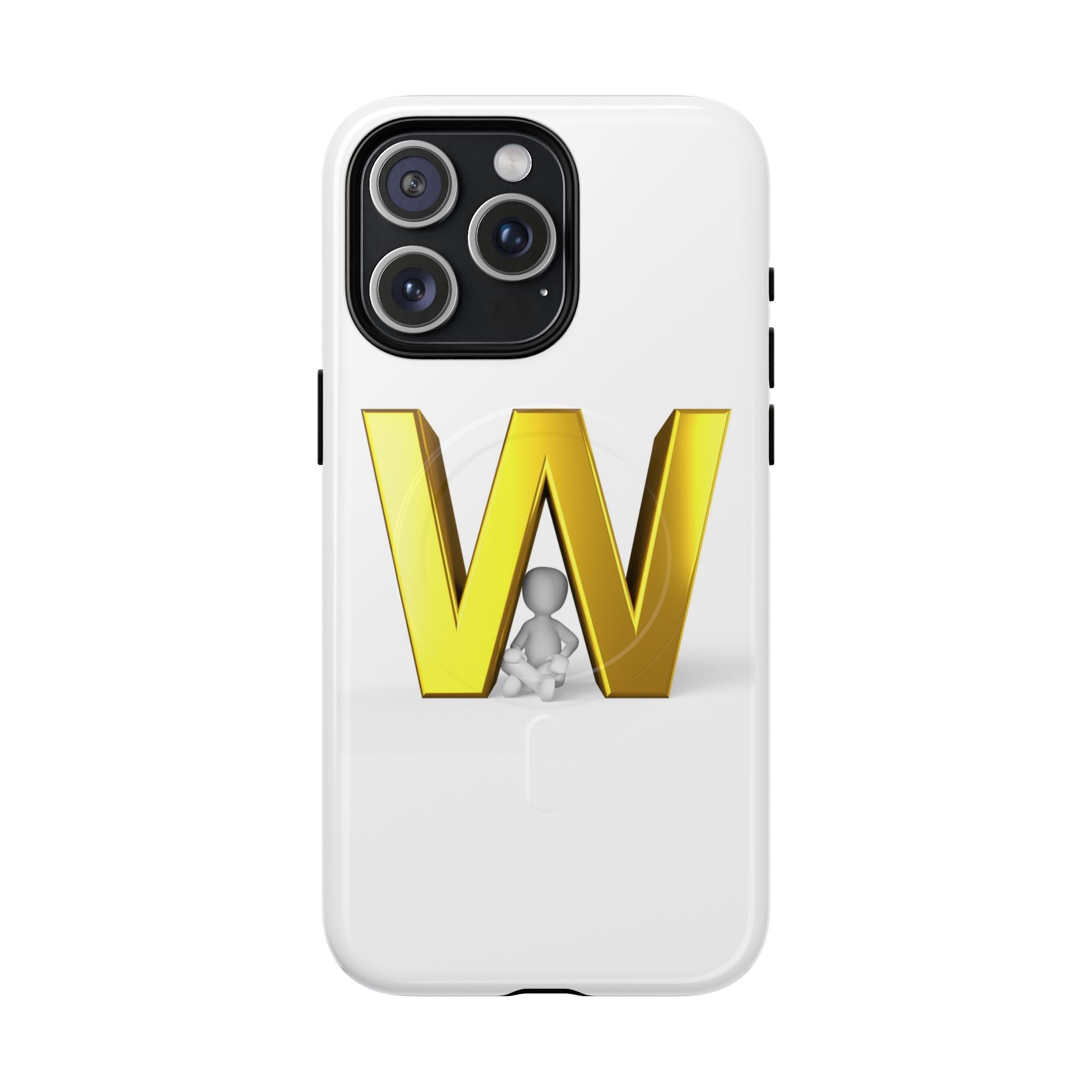 Coque de téléphone à monogramme lettre W or | Coque magnétique résistante