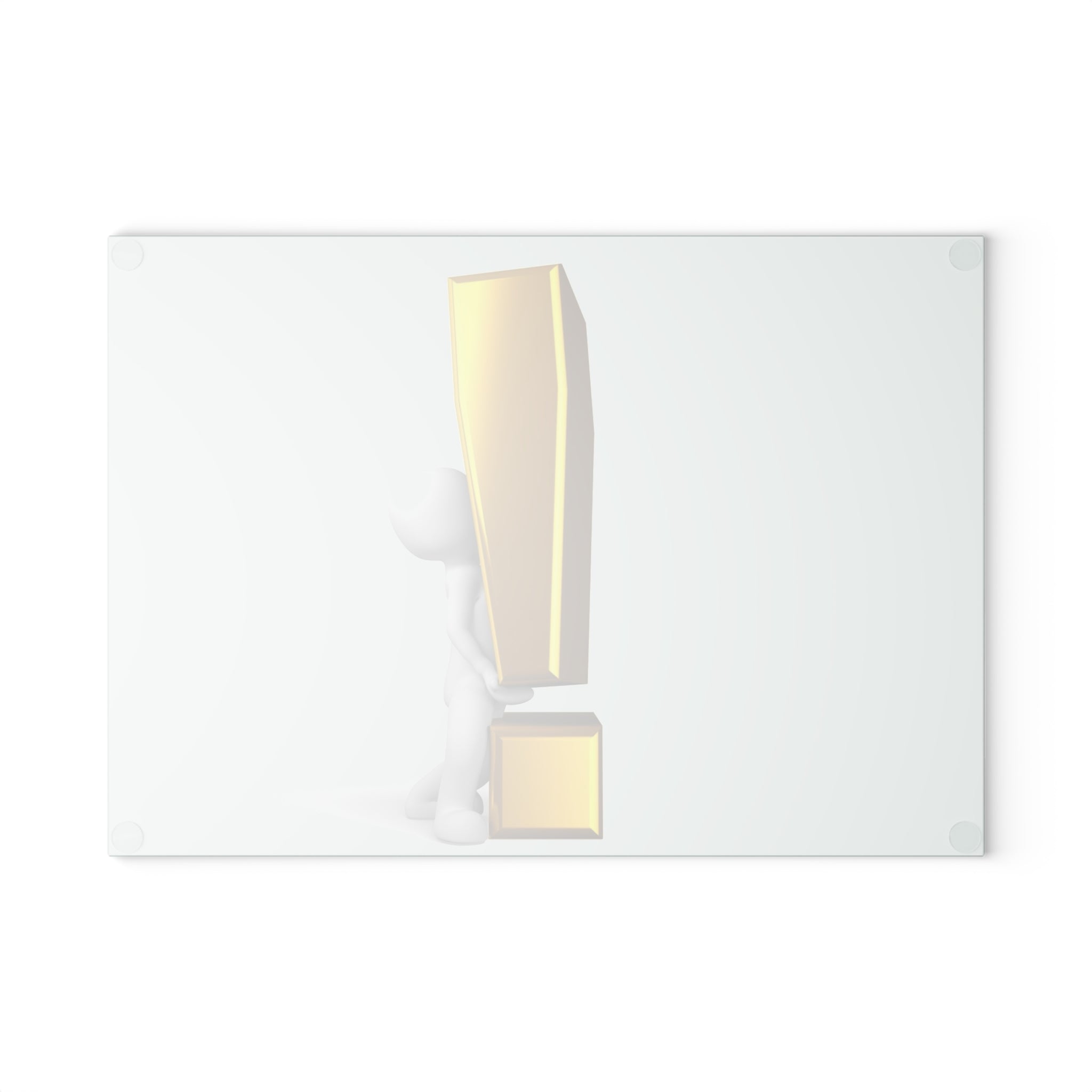 3D Figure with Gold Exclamation Mark Glass Cutting Board | Modern Statement Kitchen Decor