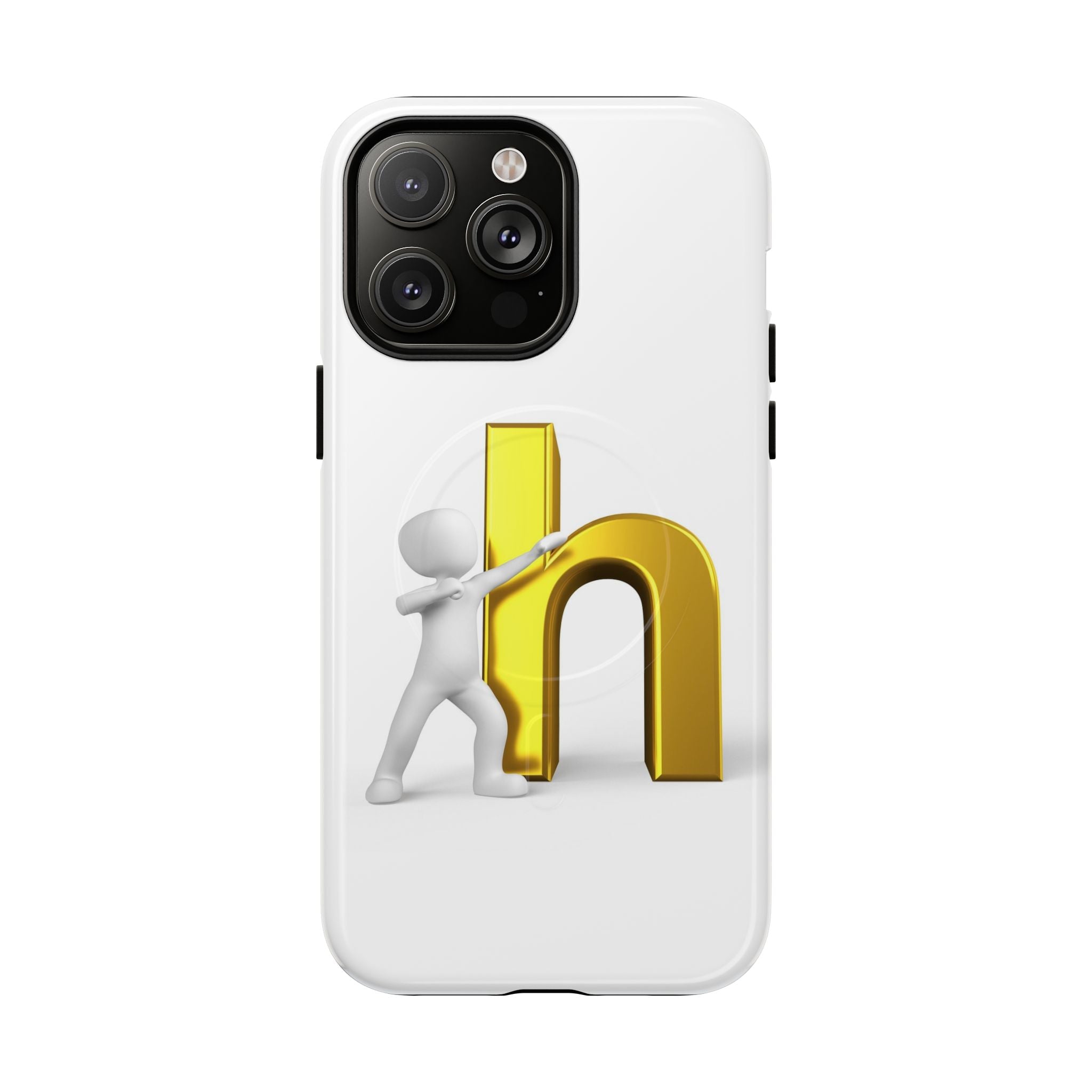 Coque de téléphone 3D avec lettre H dorée poussée | Coque magnétique robuste