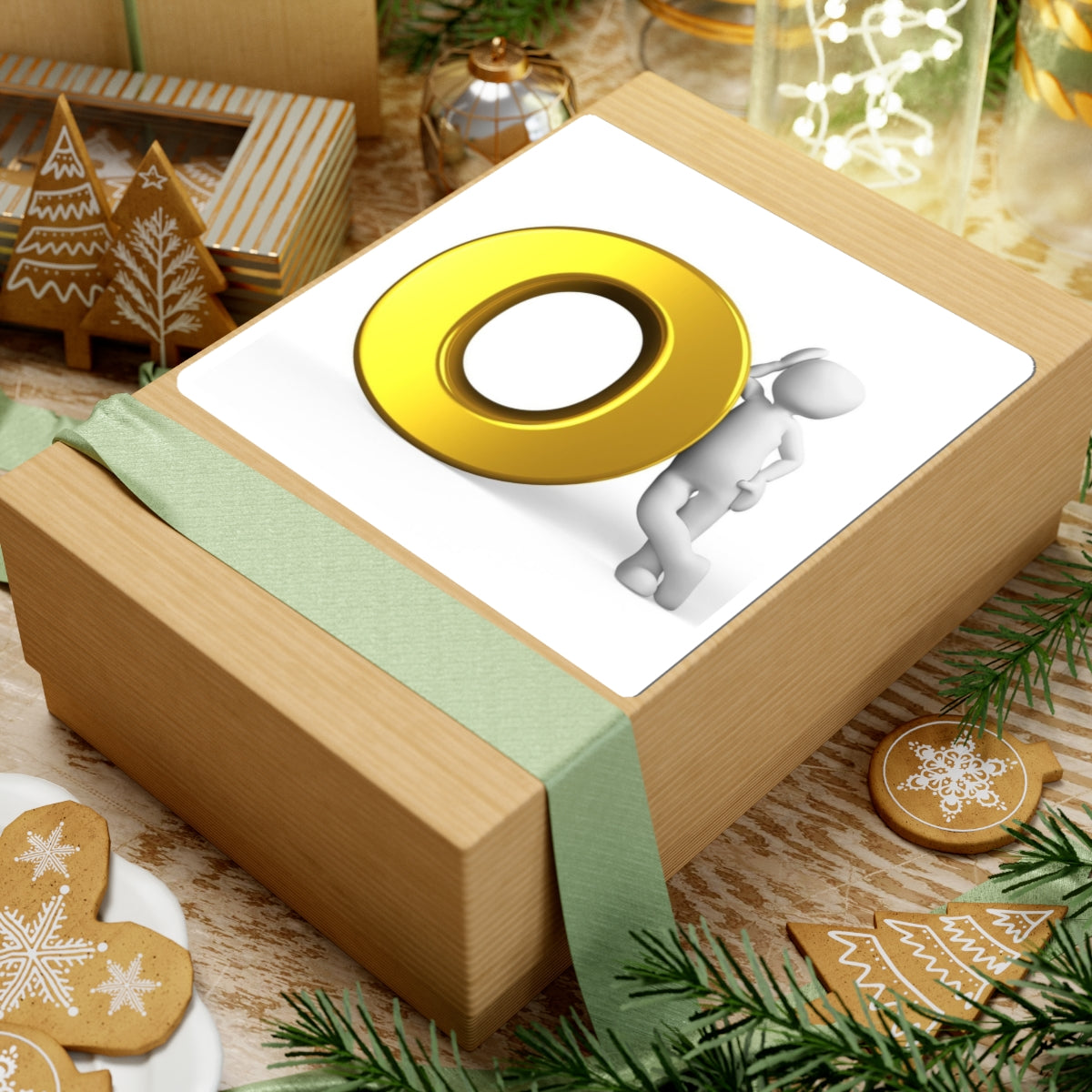 3D Gold Letter O Character Sticker | Kiss-Cut Sticker