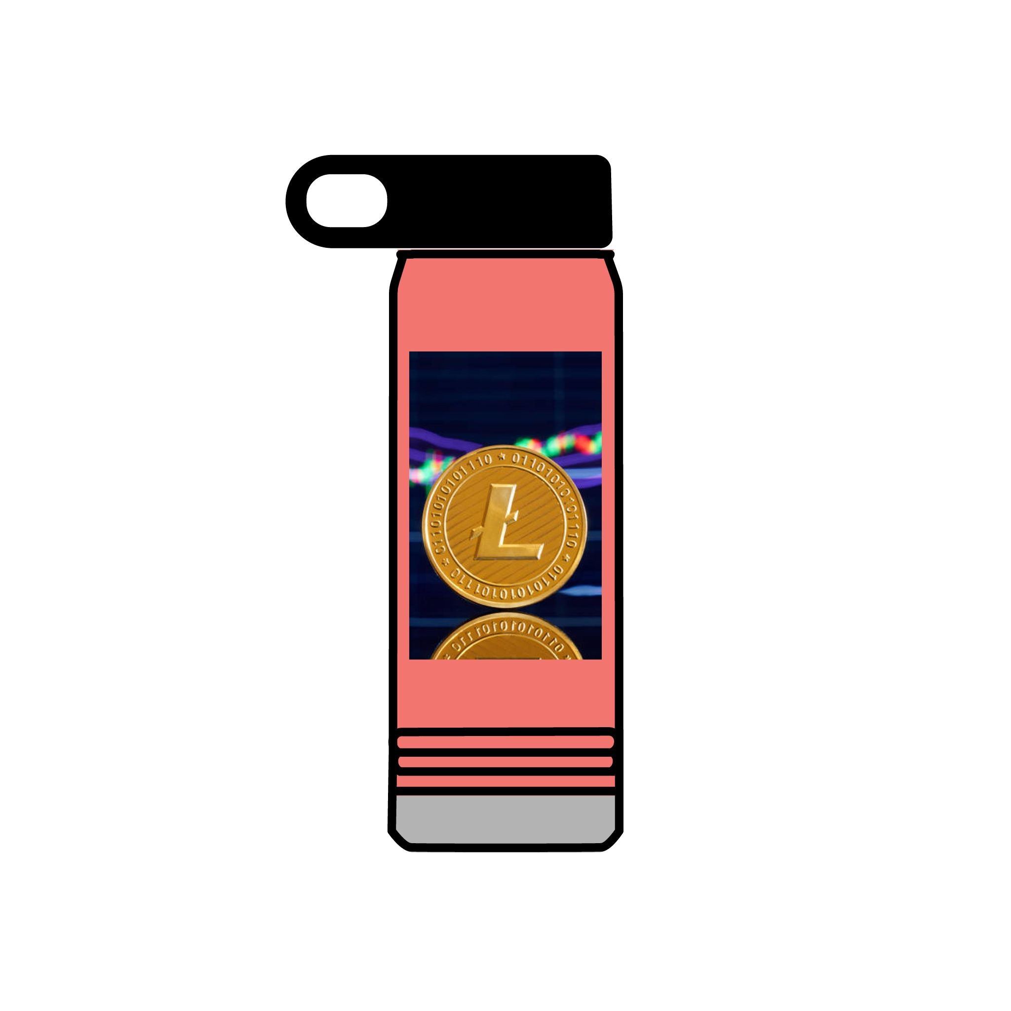 Bouteille d'eau au design crypto Litecoin Coin | Bouteille isotherme de 600 ml