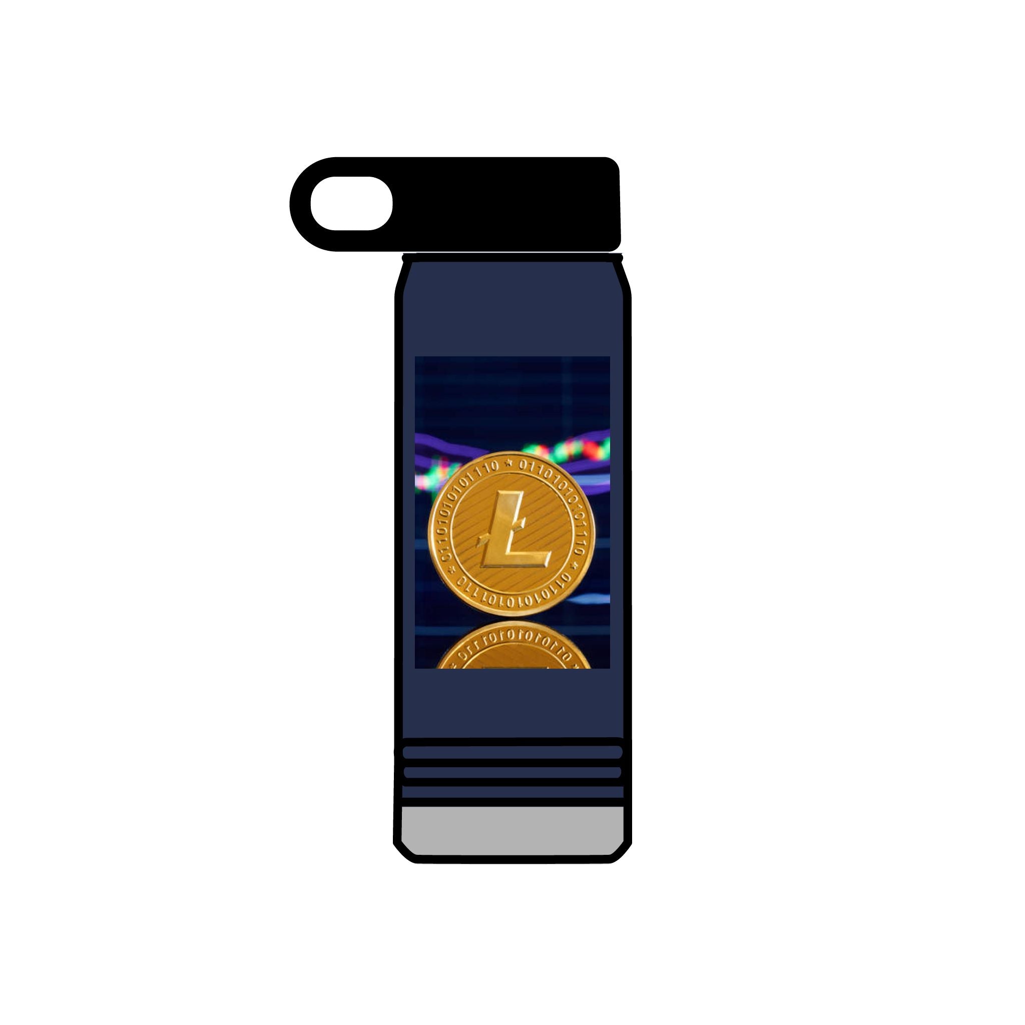 Bouteille d'eau au design crypto Litecoin Coin | Bouteille isotherme de 600 ml