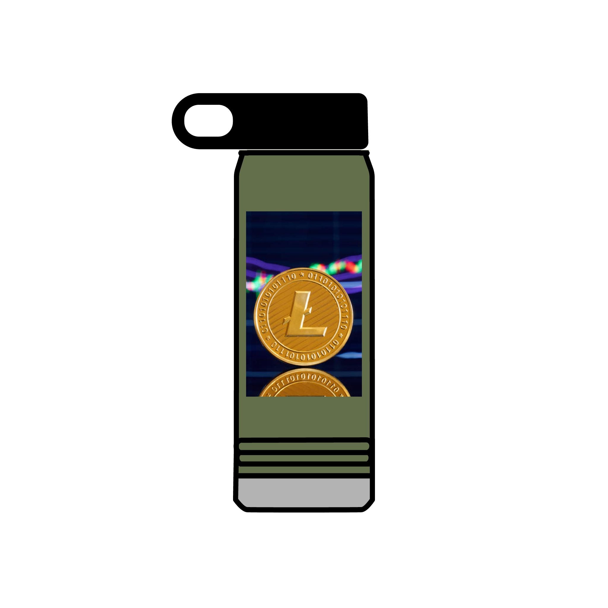 Bouteille d'eau au design crypto Litecoin Coin | Bouteille isotherme de 600 ml
