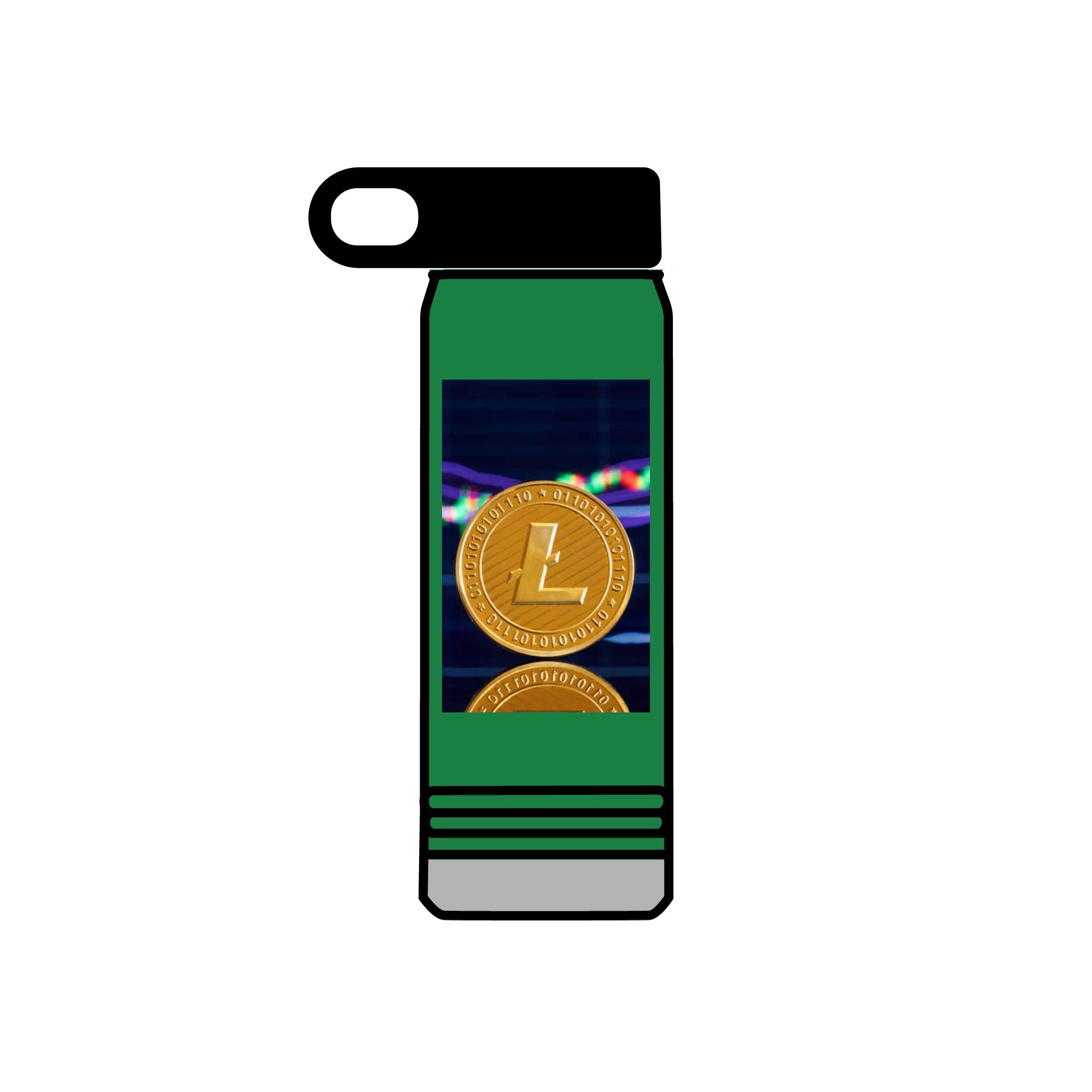 Bouteille d'eau au design crypto Litecoin Coin | Bouteille isotherme de 600 ml