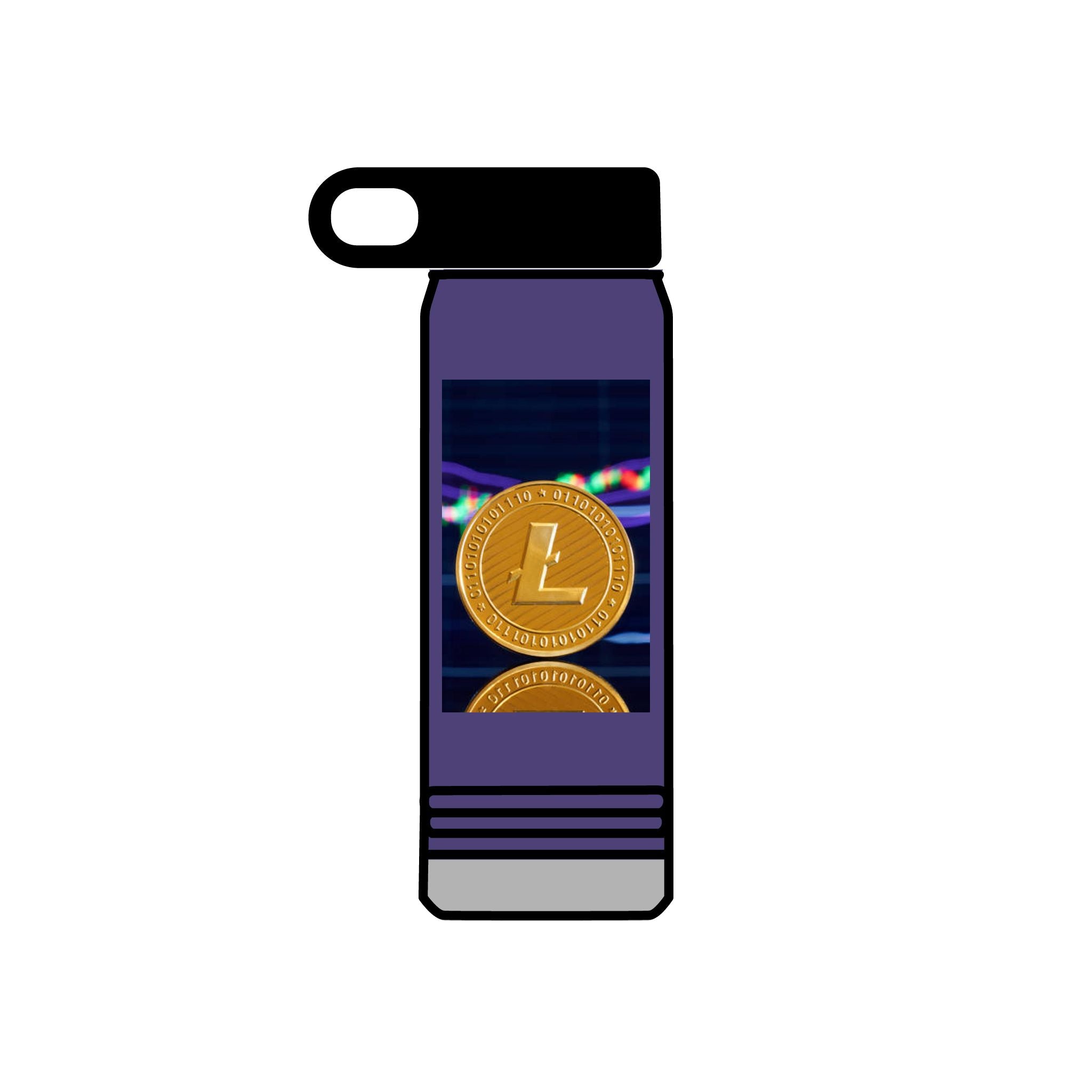 Bouteille d'eau au design crypto Litecoin Coin | Bouteille isotherme de 600 ml