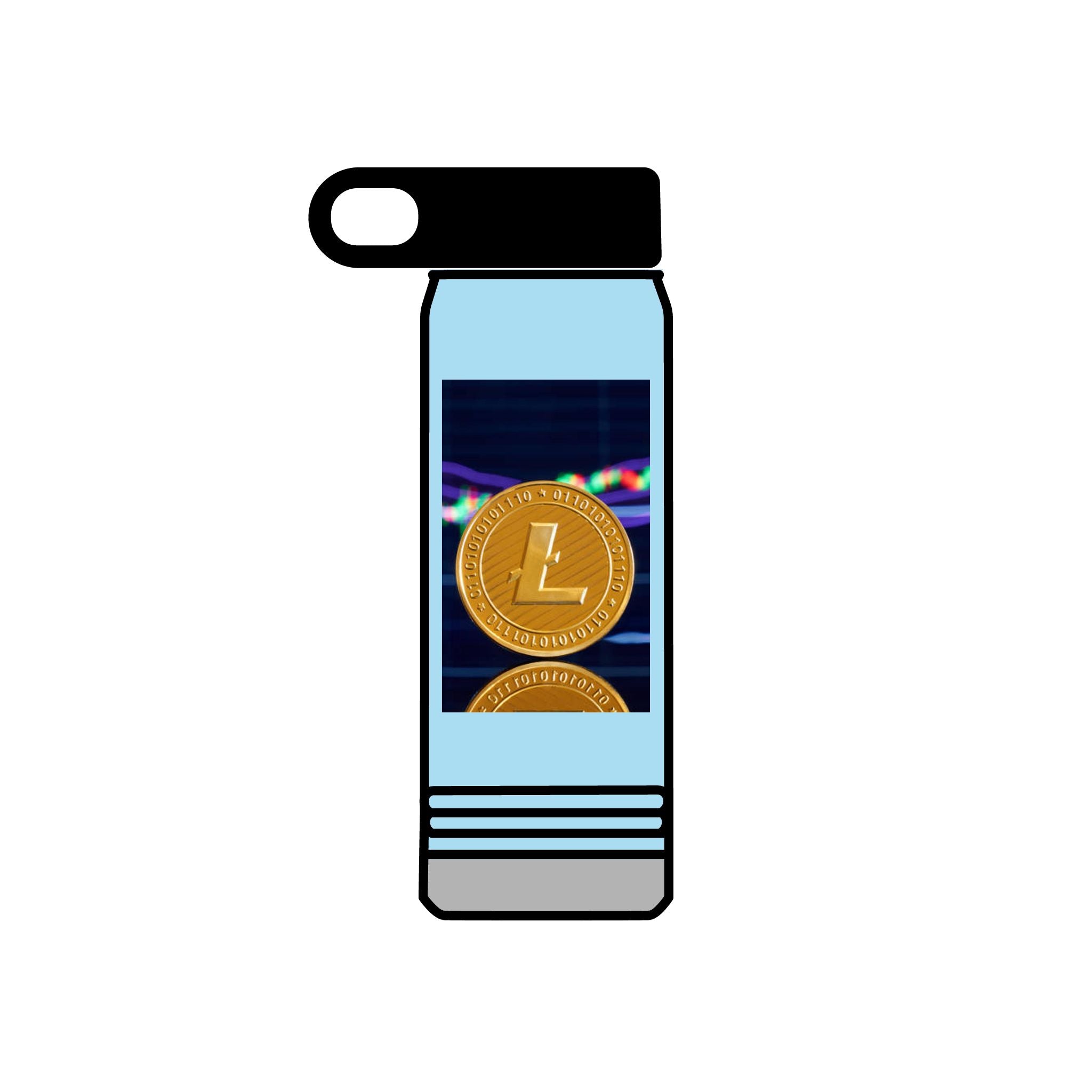 Bouteille d'eau au design crypto Litecoin Coin | Bouteille isotherme de 600 ml