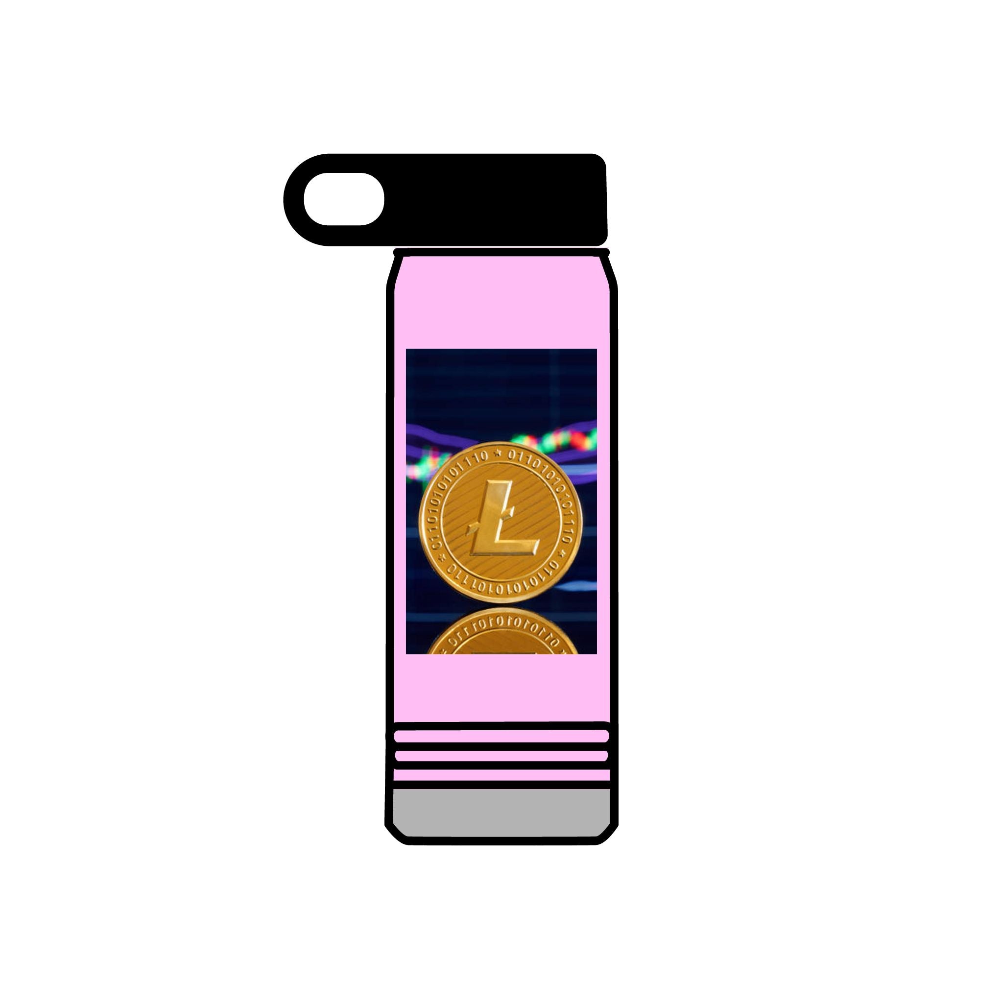 Bouteille d'eau au design crypto Litecoin Coin | Bouteille isotherme de 600 ml