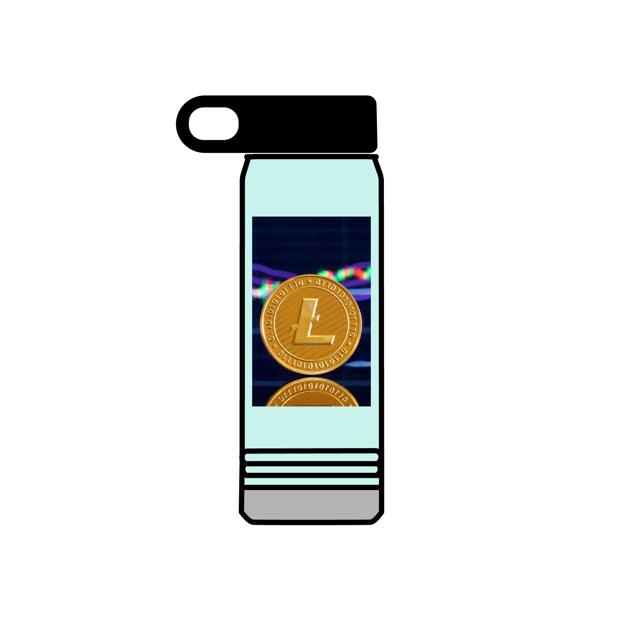 Bouteille d'eau au design crypto Litecoin Coin | Bouteille isotherme de 600 ml
