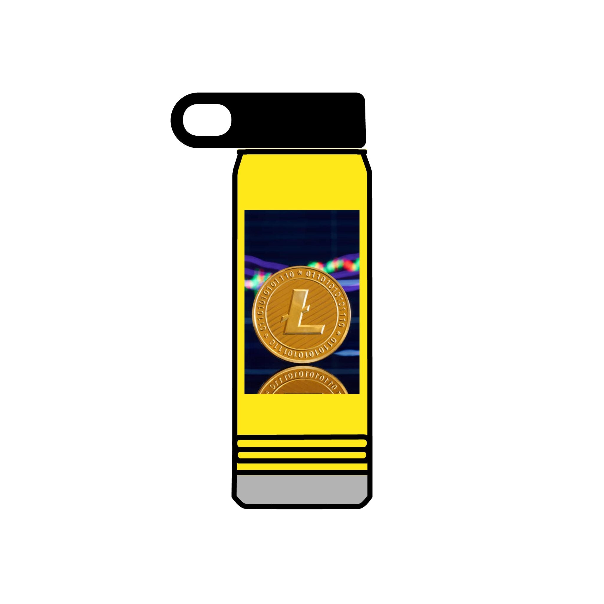 Bouteille d'eau au design crypto Litecoin Coin | Bouteille isotherme de 600 ml