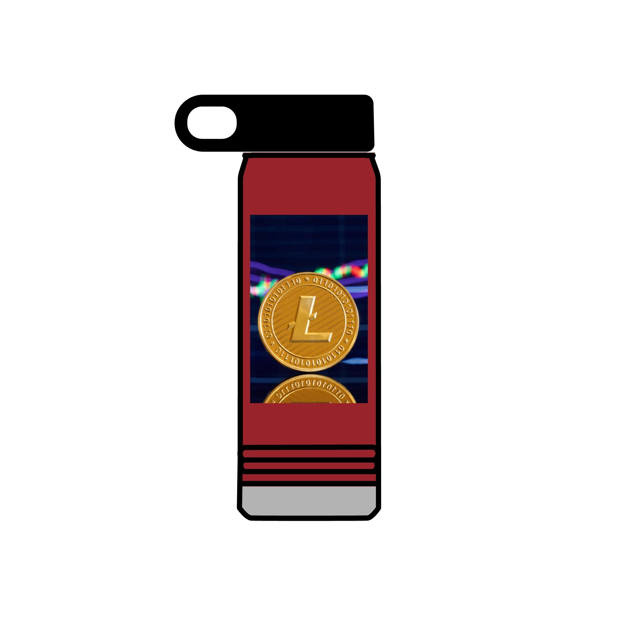 Bouteille d'eau au design crypto Litecoin Coin | Bouteille isotherme de 600 ml