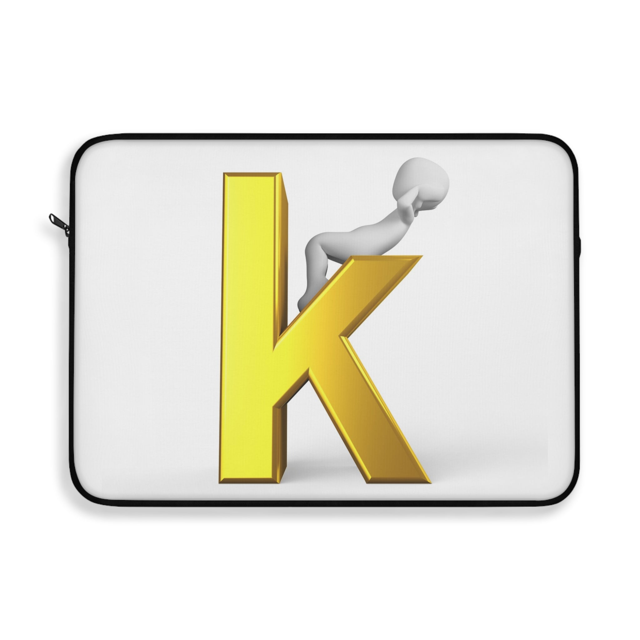 Gold Letter K Monogram Laptop Sleeve | Initial K Notebook Case