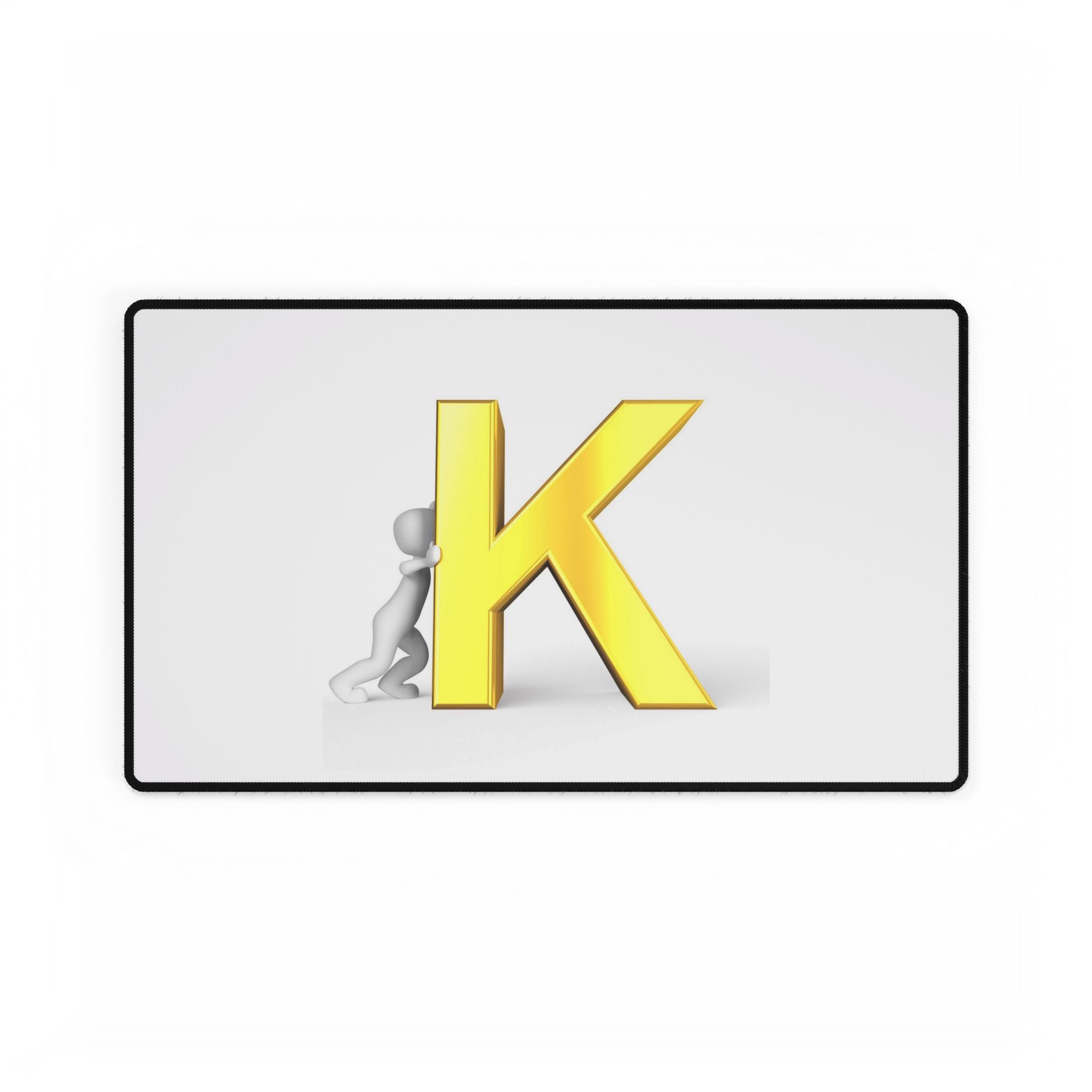 Tapis de bureau illustration lettre K jaune | Tapis de souris monogramme initial