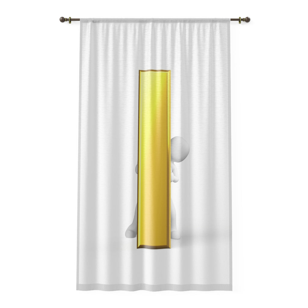 3D Gold Letter i Character Window Curtain | Sheer Decorative Panel