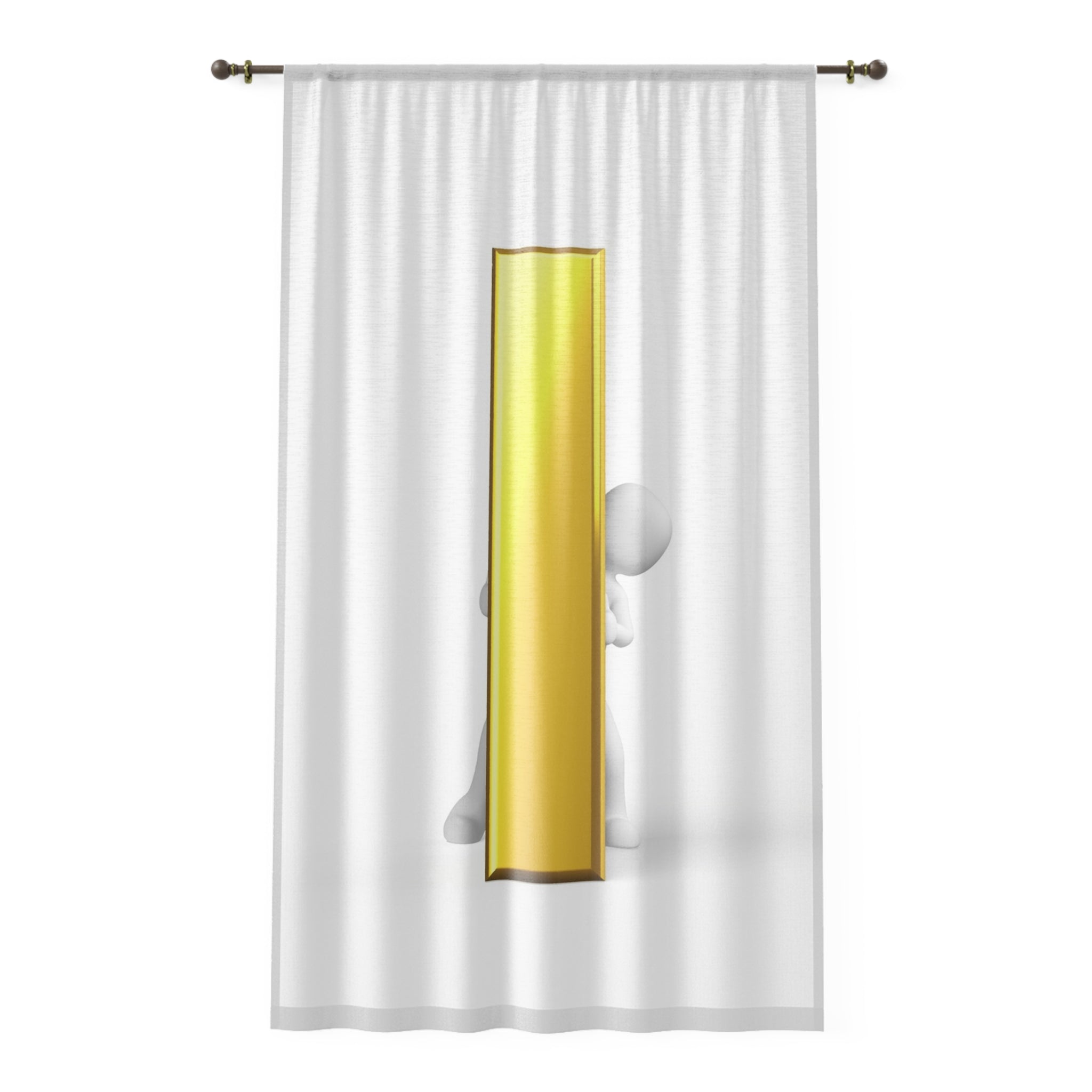 3D Gold Letter i Character Window Curtain | Sheer Decorative Panel